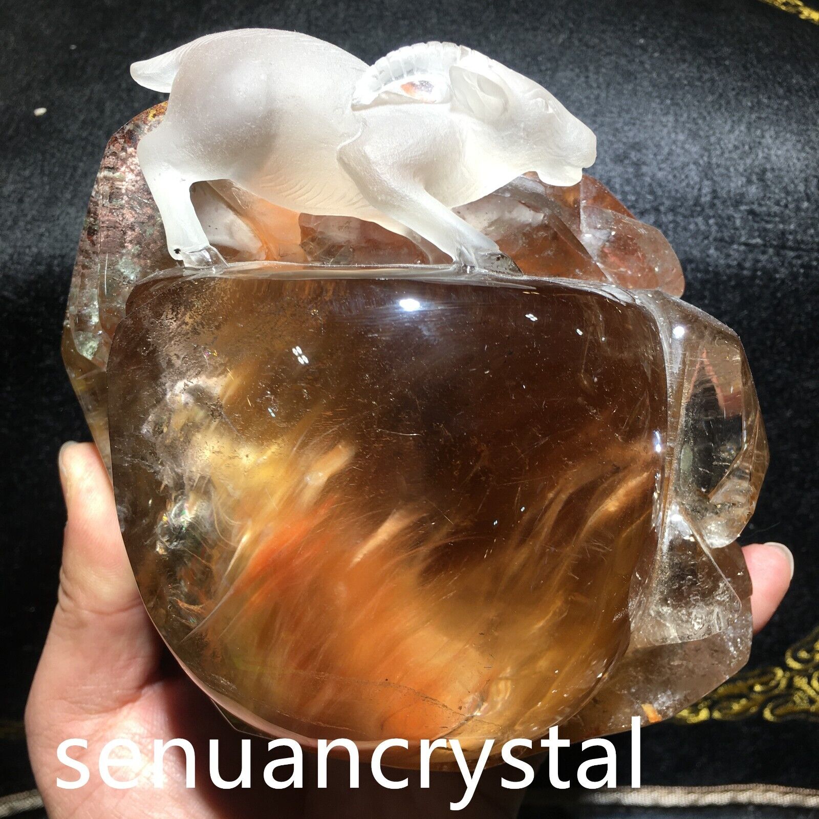 3.41LB Top Rare Natural Red rabbit hair Quartz Crystal Mineral specimen healing