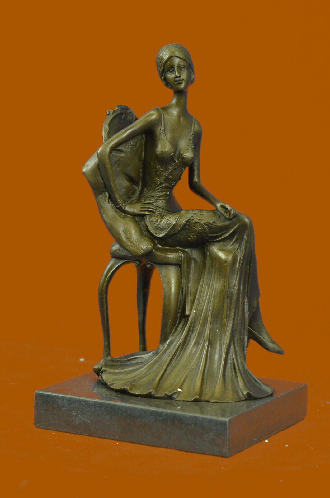 Handmade Detail Sitting Woman Female Signed American Artist Fisher Bronze Art