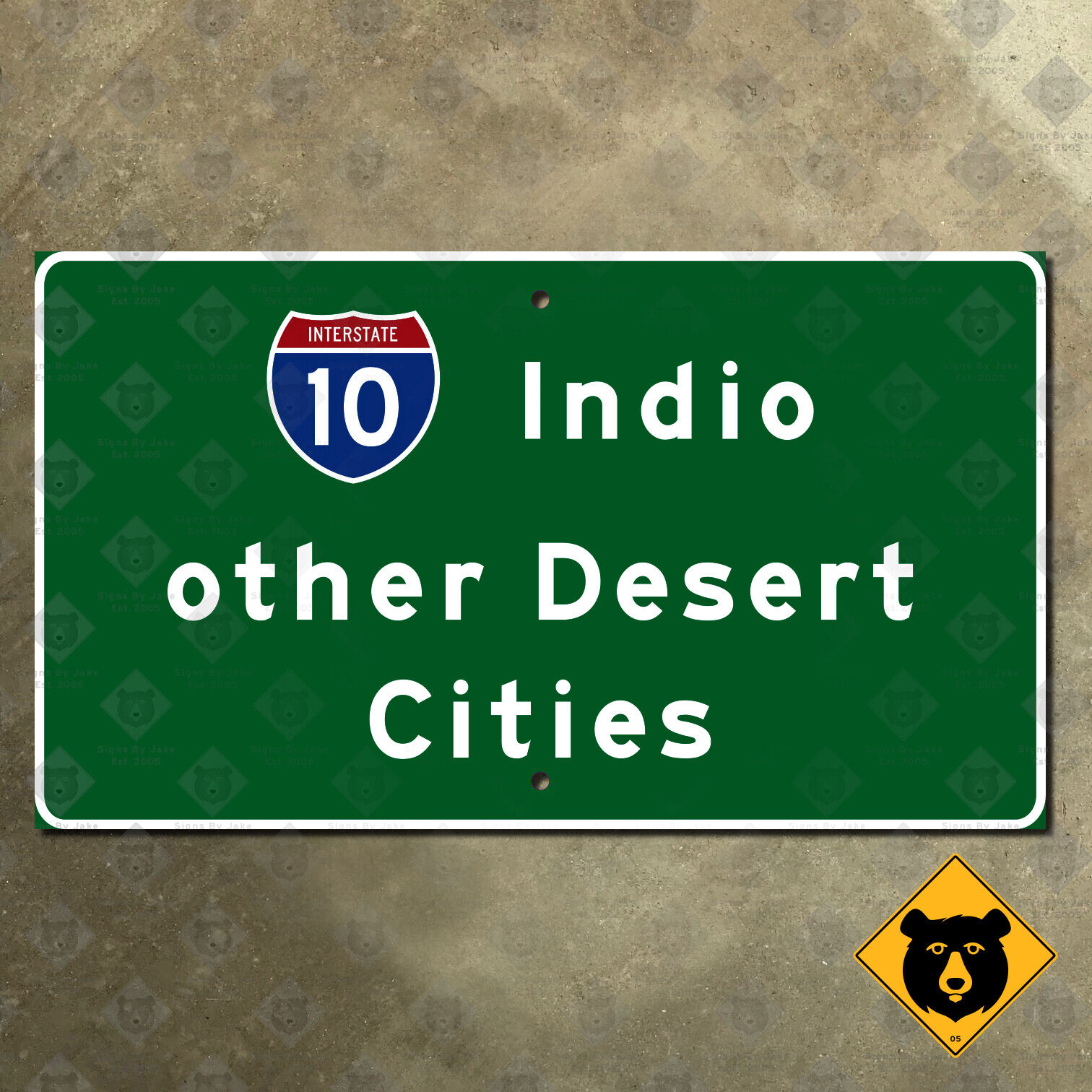 California Indio other Desert Cities Interstate 10 road sign Palm Springs 14x8