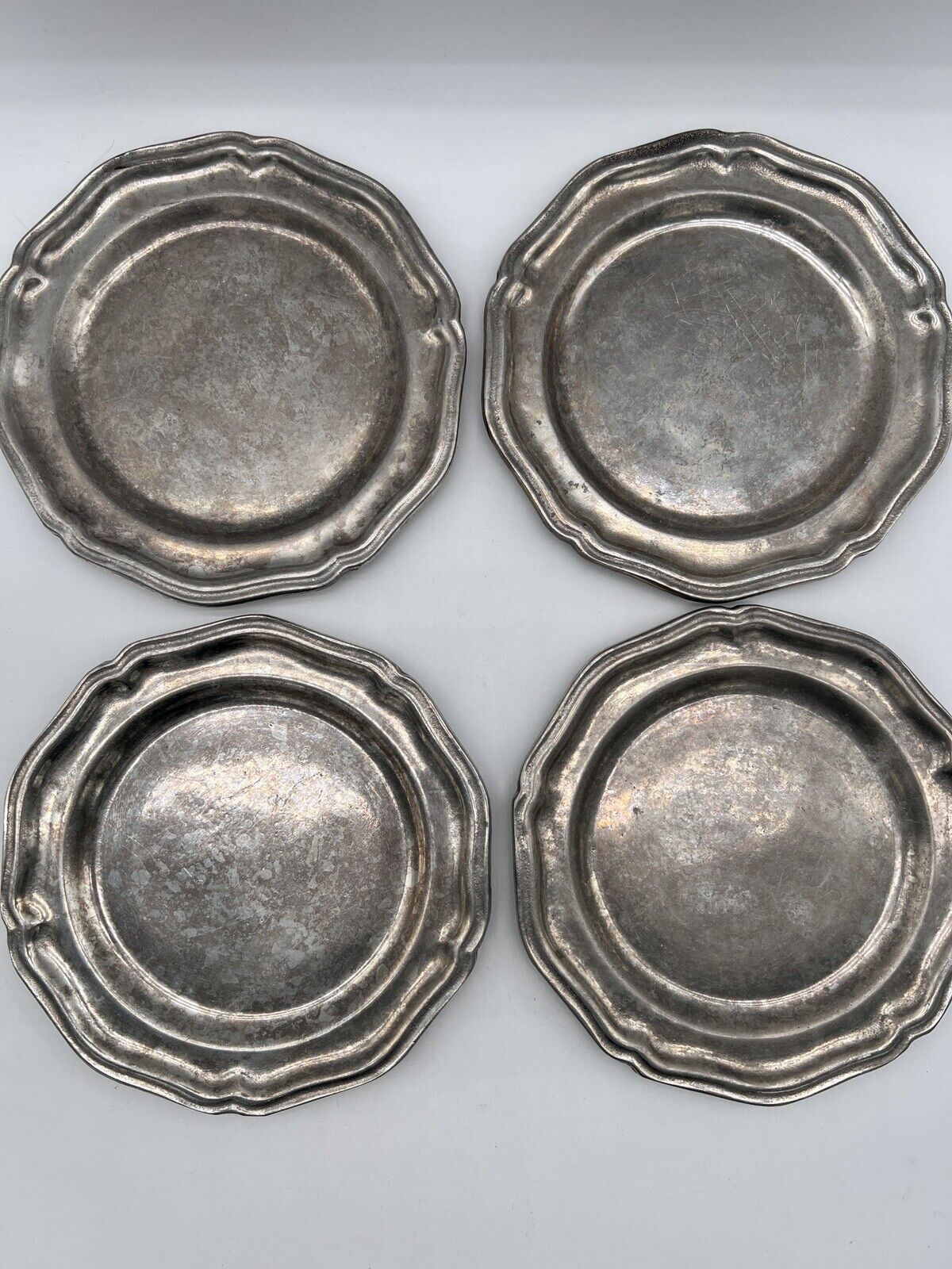 Wilton Columbia Pewter Bread And Butter Plates Queen Anne 7” Set Of 4