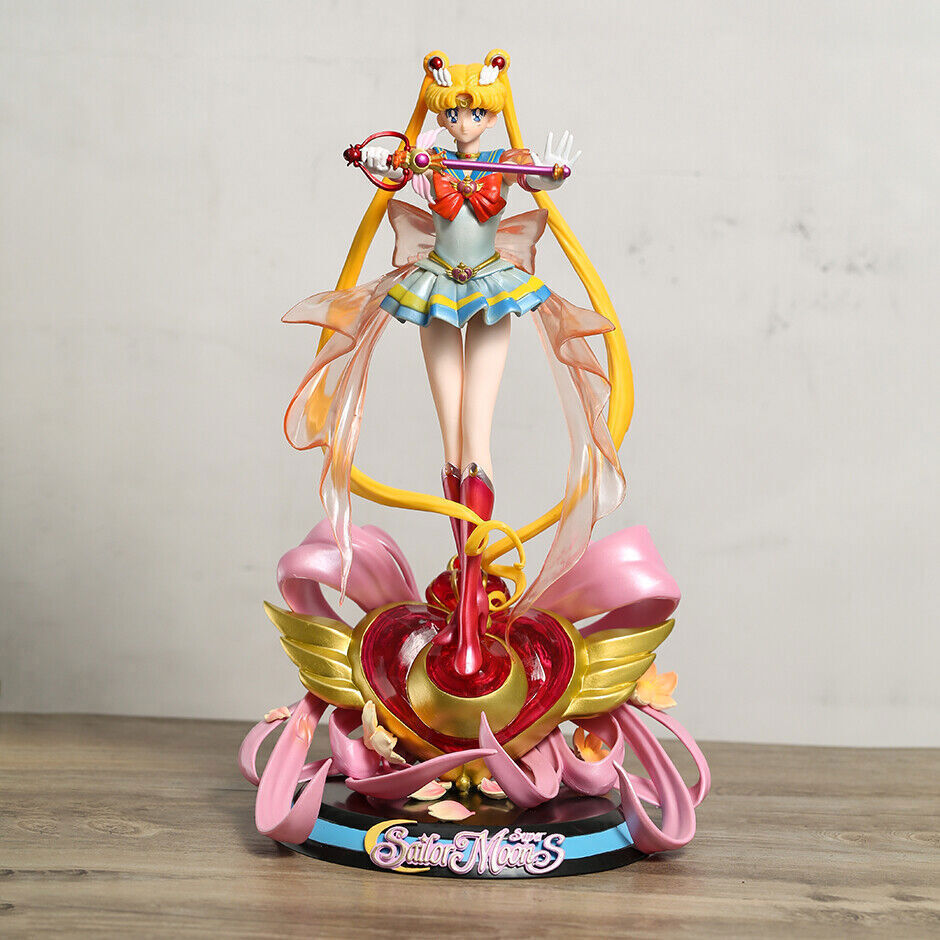 Anime Super Sailor Moon Figure Usagi Tsukino Light Up Statue Model Gift With Box