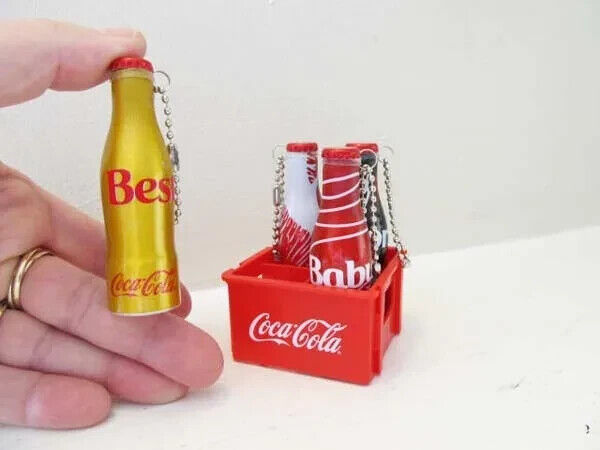 Coca-Cola Brazil Collection 2015 Set of 4 Miniature Aluminum Bottles and Crate