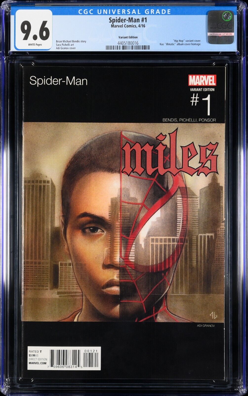 Spider-Man #1 CGC 9.6 Marvel Comics 2016 Granov Hip-Hop Var Miles Morales Cover