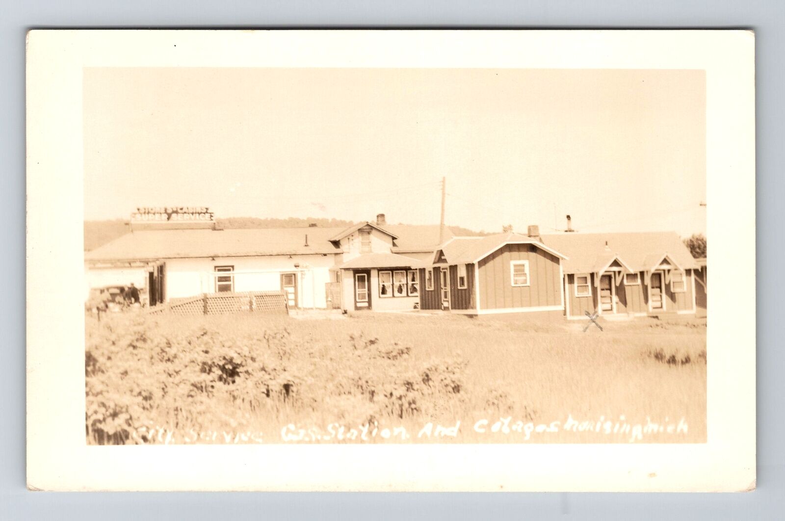 Munising MI-Michigan, RPPC City Service Gas Station, Real Photo Vintage Postcard
