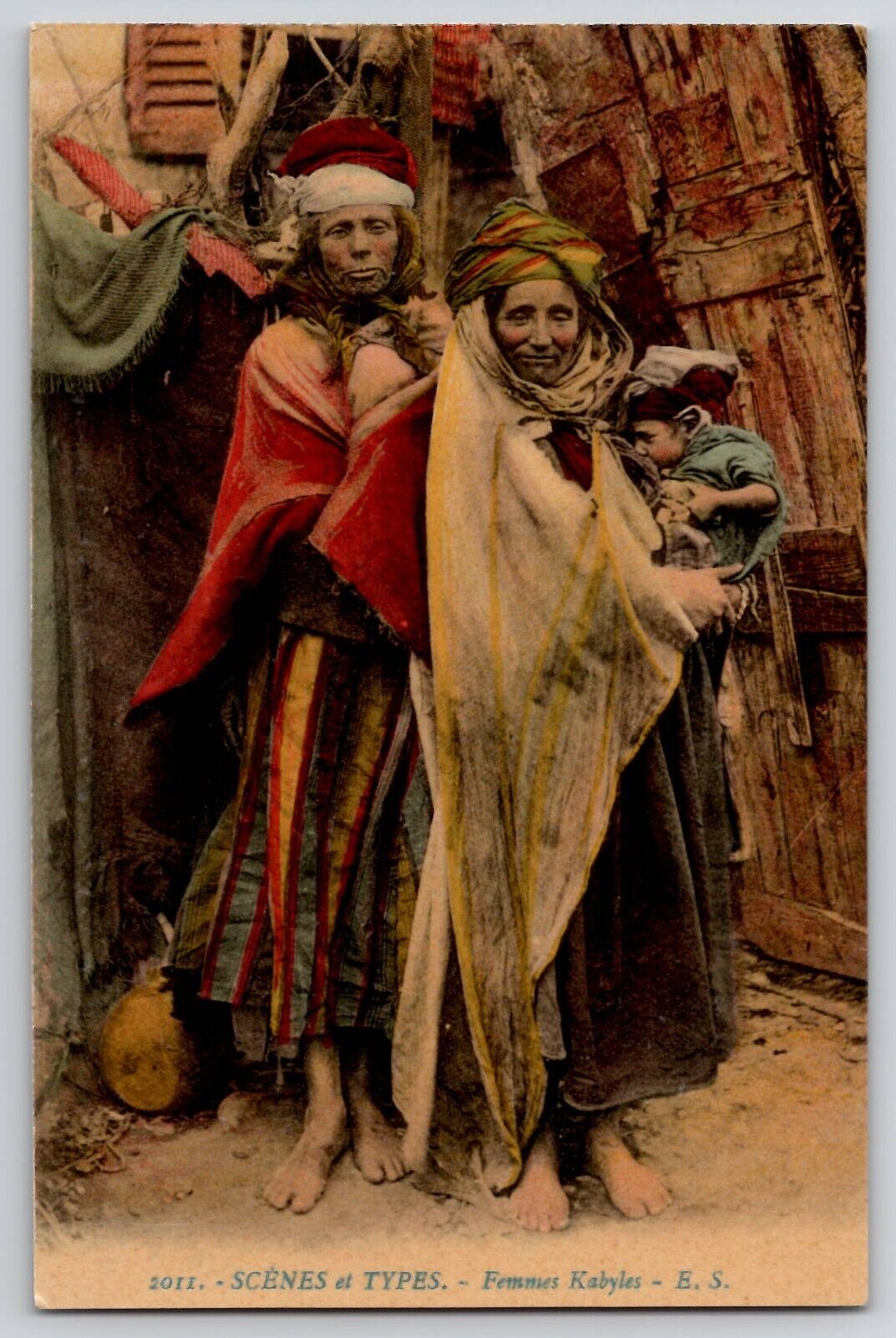 Kabyles Berber Woman Baby Algeria Traditional Dress Vtg Postcard c1910's