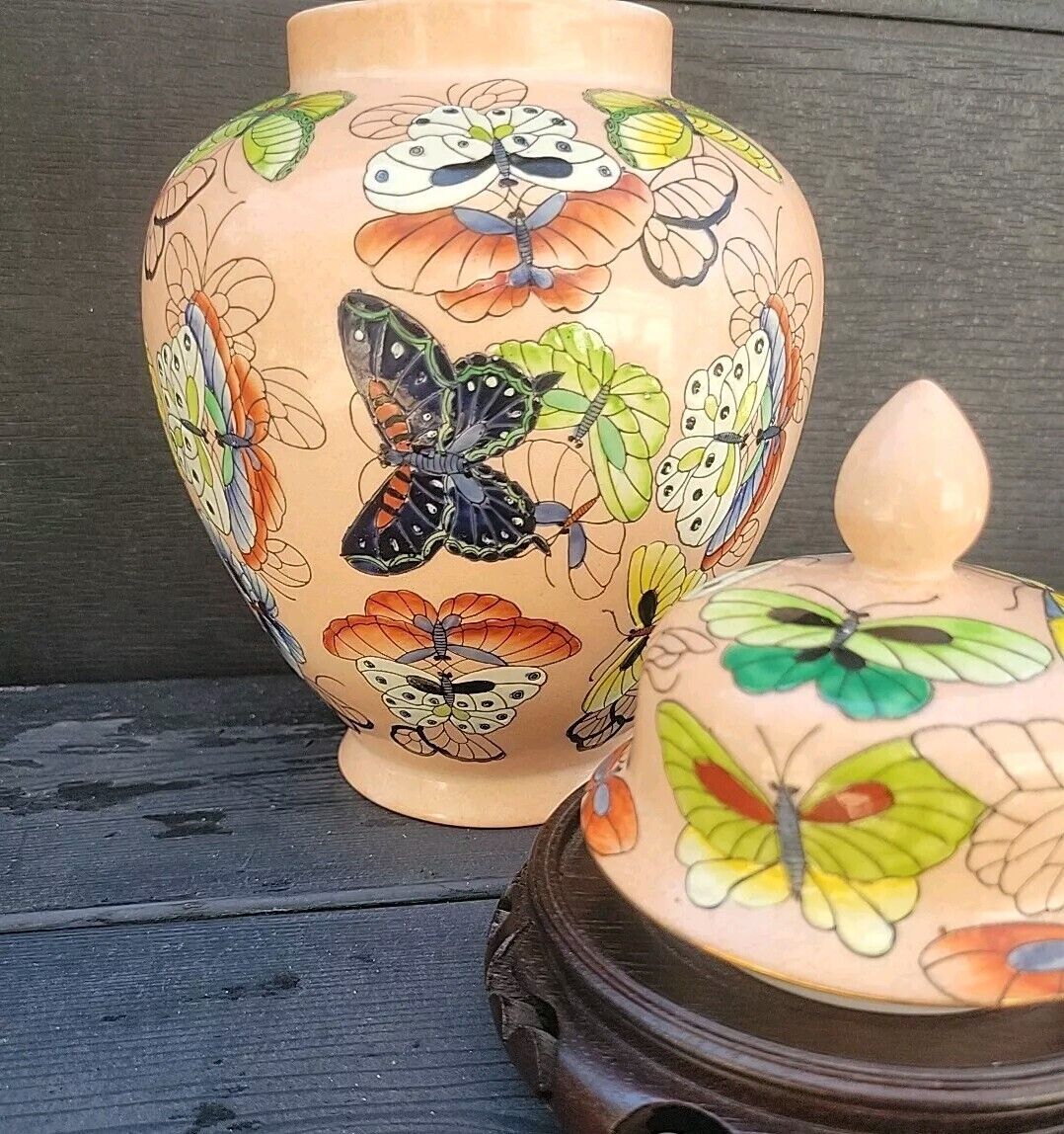 vintage neiman marcus porcelain Ornament Vase Butterflies