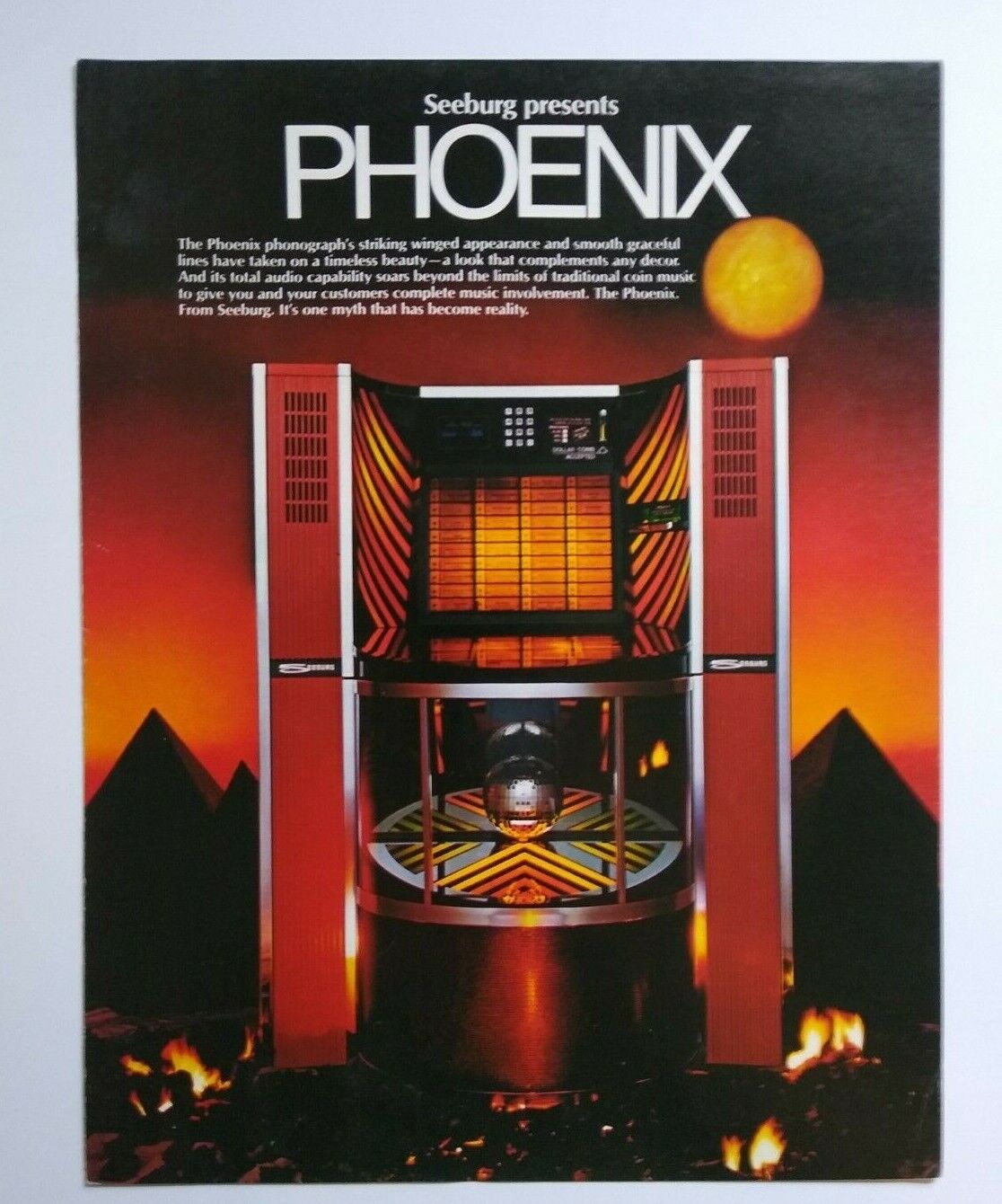 Seeburg Stern SMC2 Phoenix Jukebox FLYER Original 1979 Phonograph Music Artwork