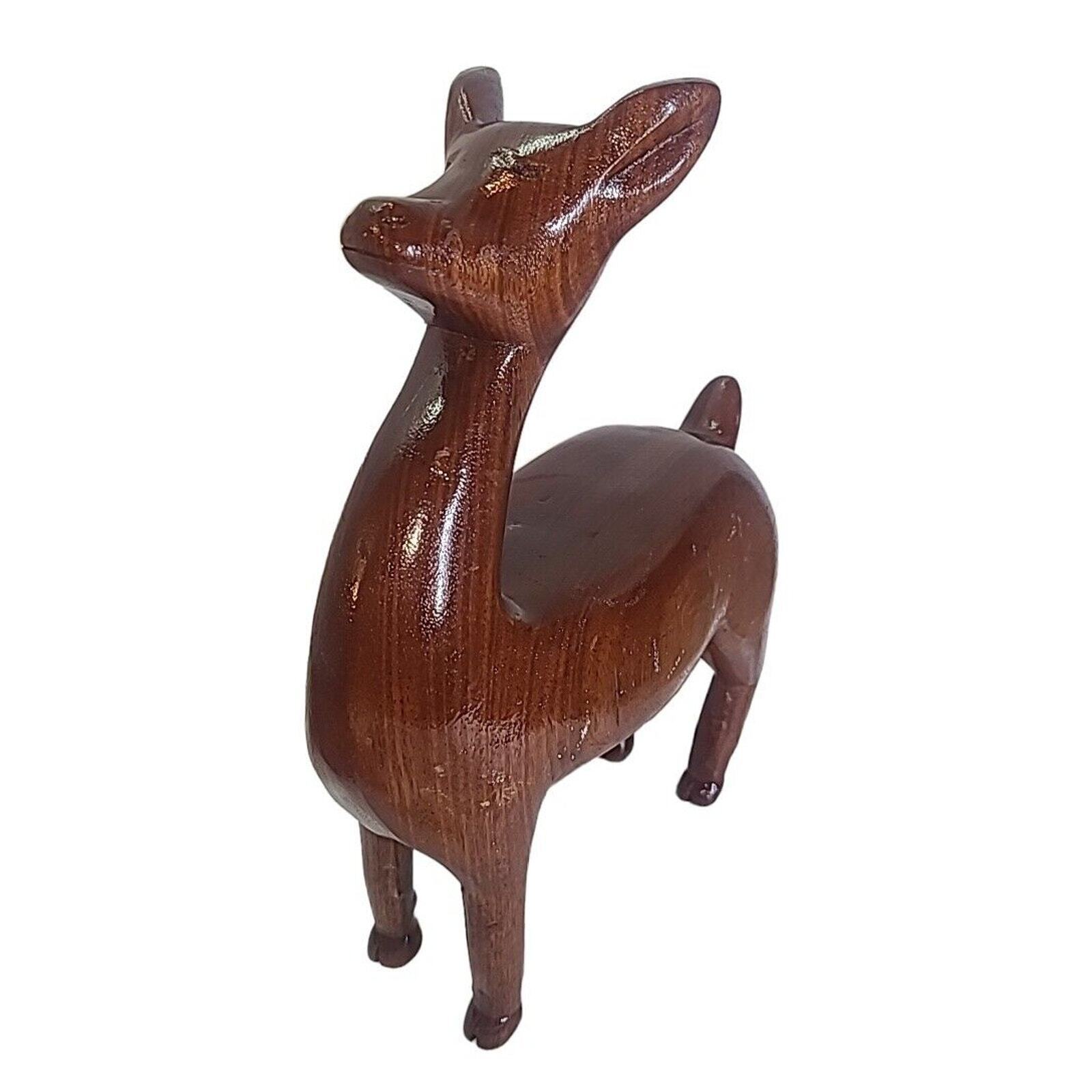 Vintage MCM Carved Wooden Deer Figurine 12inch