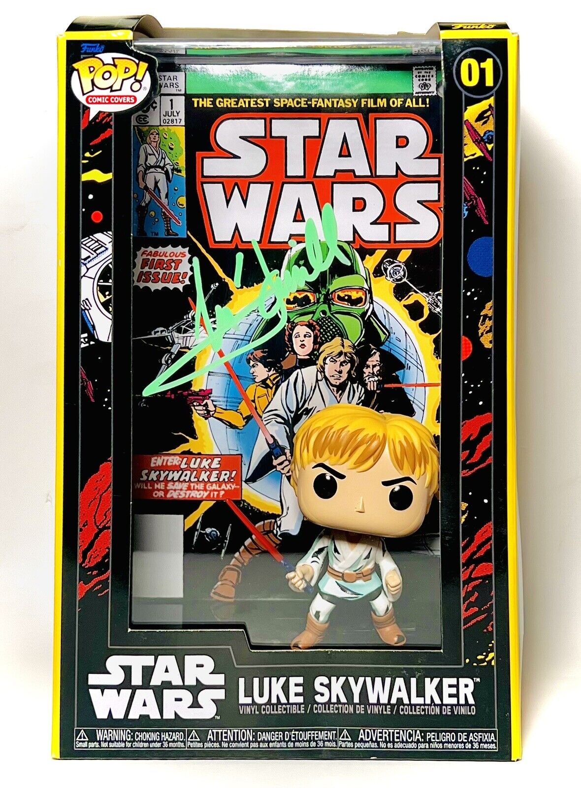 Star Wars - Luke Skywalker Funko Pop 01 Comic Cover with Case Mark Hamill Auto