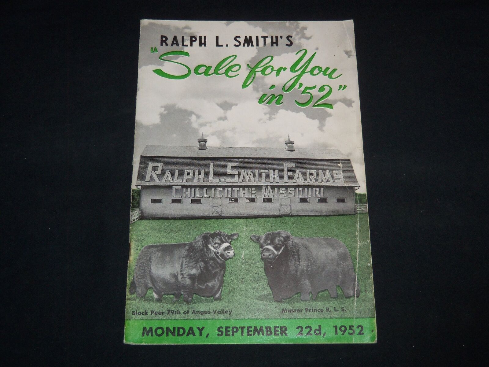 1952 RALPH SMITH\'S SALE FOR YOU IN \'52 ABERDEEN-ANGUS CATTLE CATALOG - J 9091