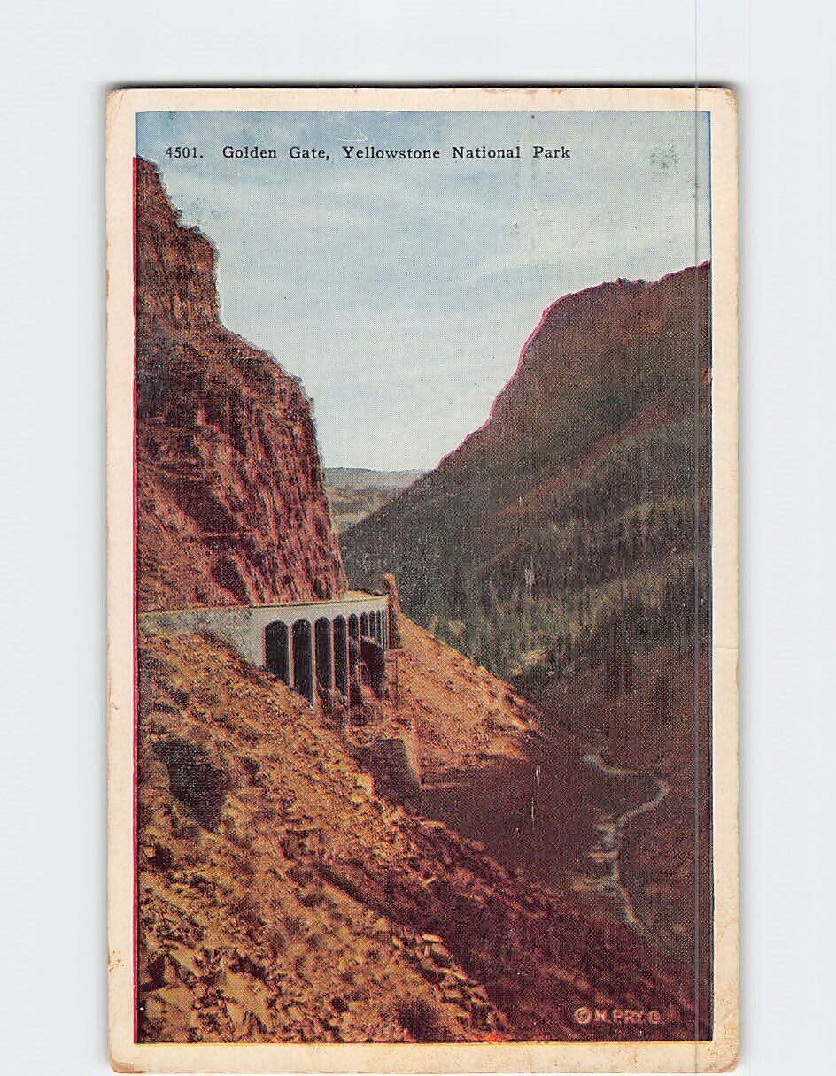 Postcard Golden Gate Yellowstone National Park Wyoming USA