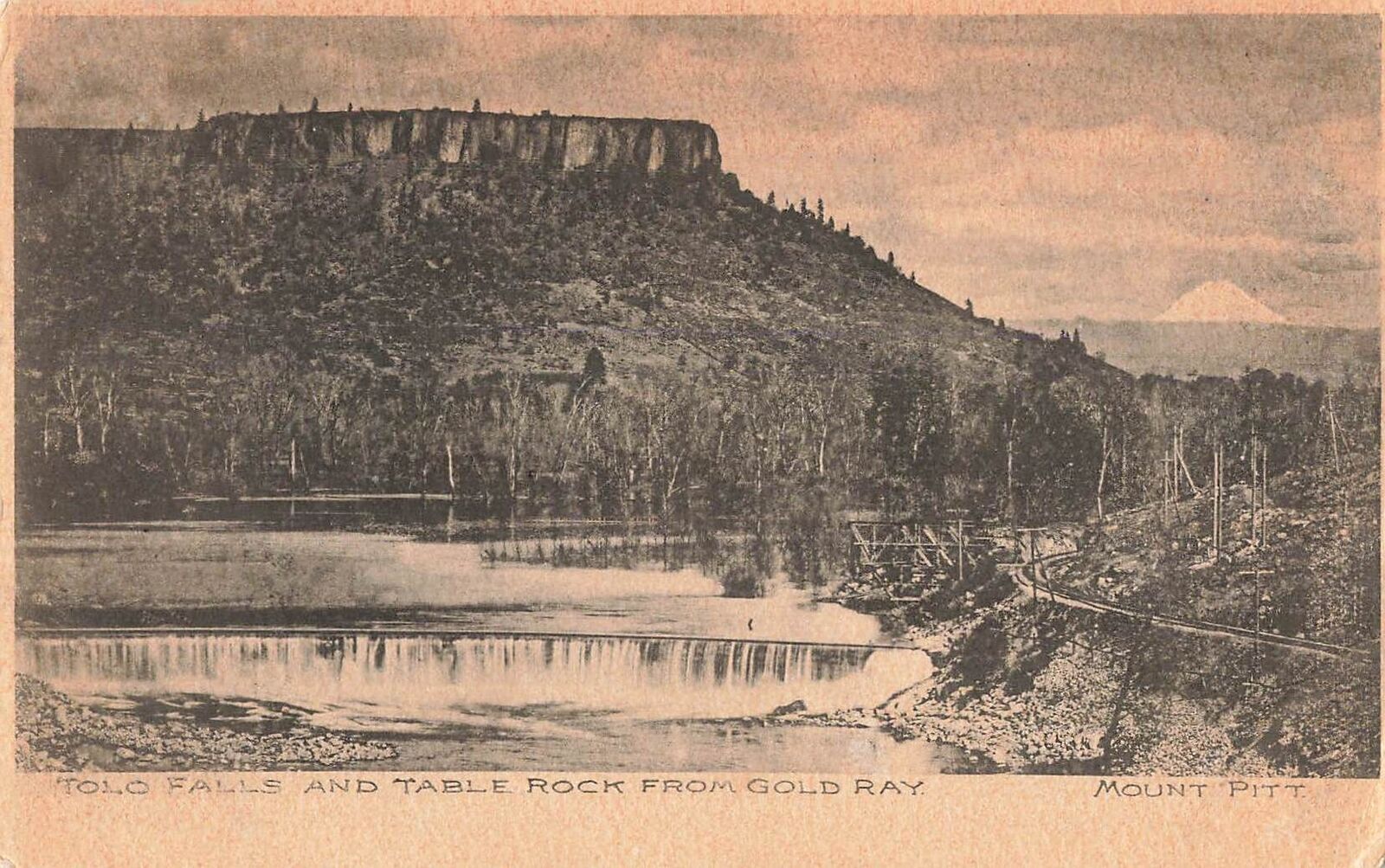 Vintage Postcard Scenic View Tolo Falls Table Rock from Gold Ray Mt.Pitt Oregon