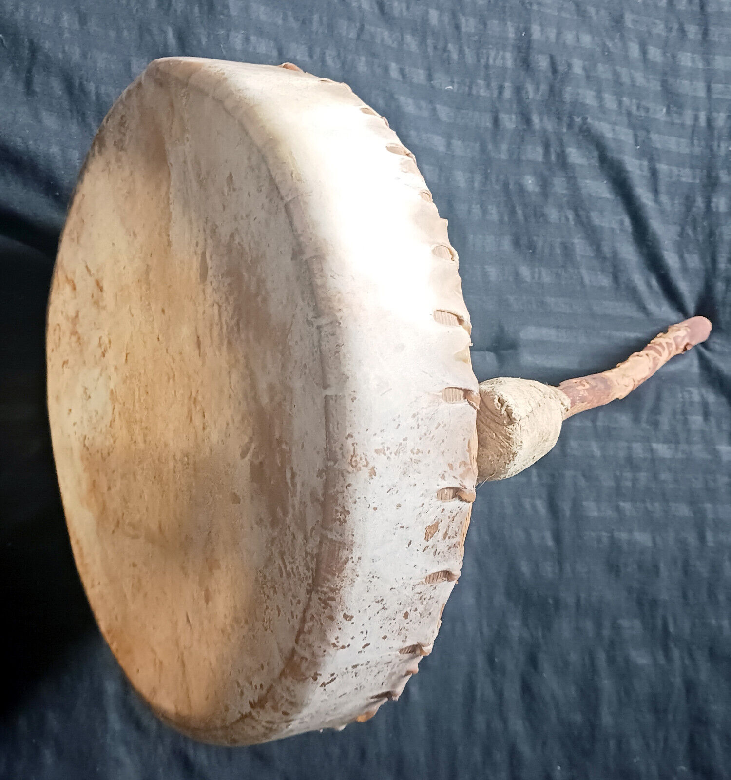 AUTHENTIC Native American Artifact Deer Skin/Leather/RawHide Drum 12
