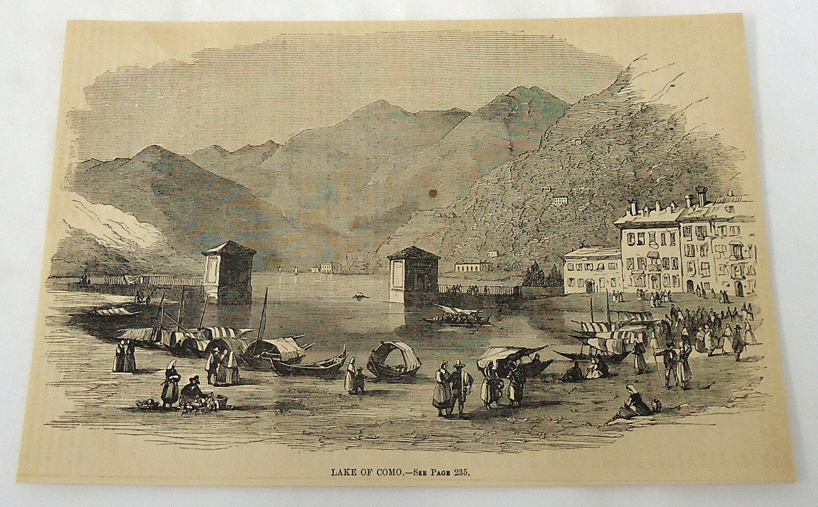 1859 magazine engraving ~ LAKE OF COMO, Italy