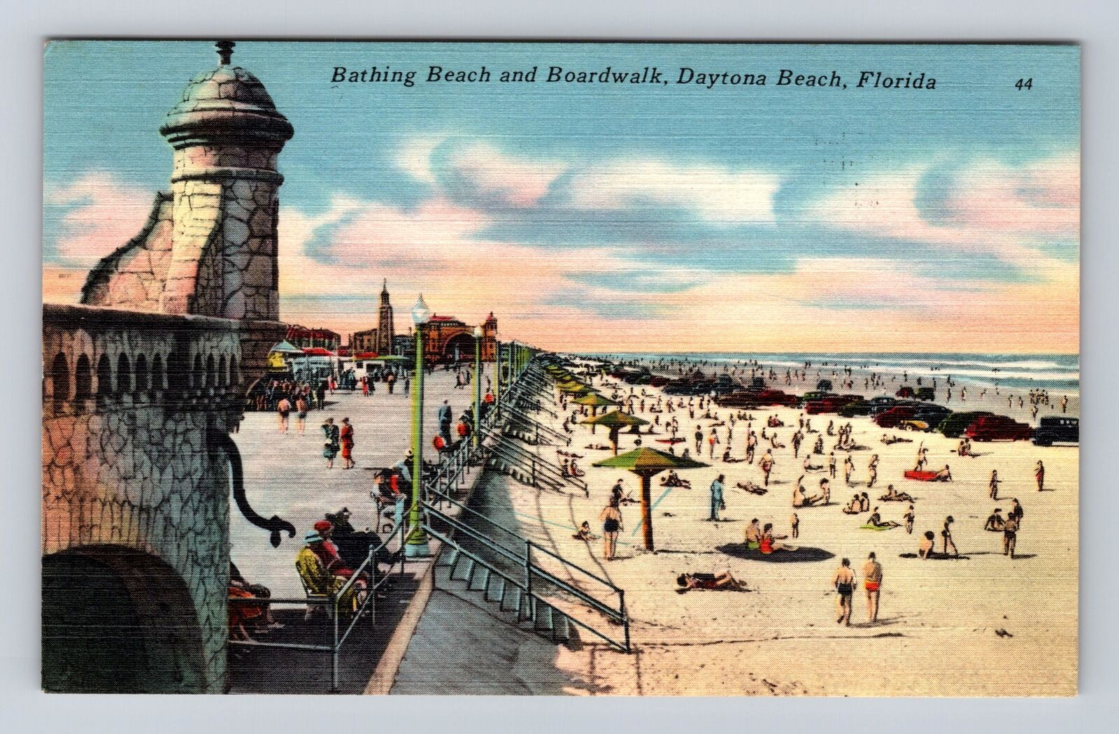 Daytona Beach FL-Florida, Bathing Beach, Boardwalk, Vintage c1959 Postcard