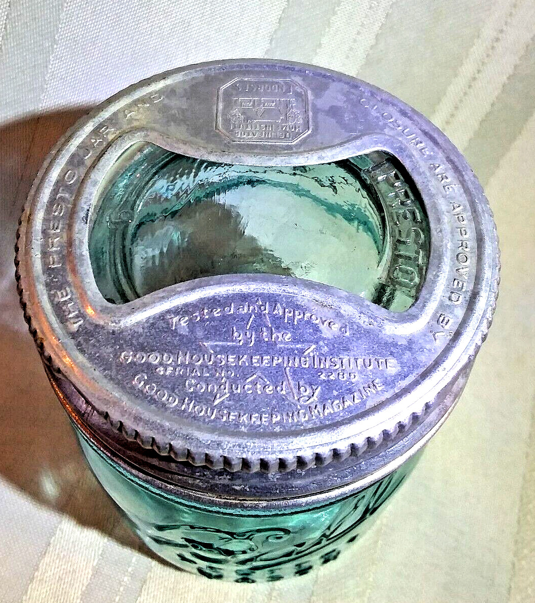 BALL HALF PINT BLUE MASON Jar ~ Antique Presto Canning Glass Lid ~Free Shipping