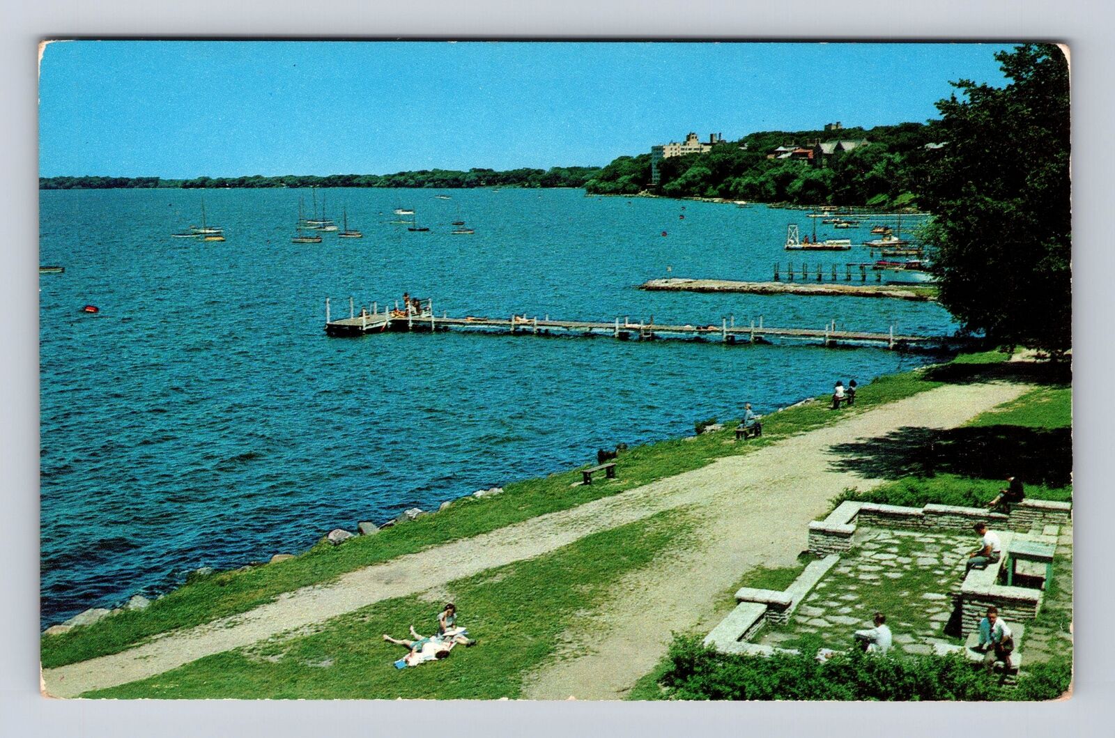 Madison WI- Wisconsin, Lake Mendota, Antique, Vintage Souvenir Postcard