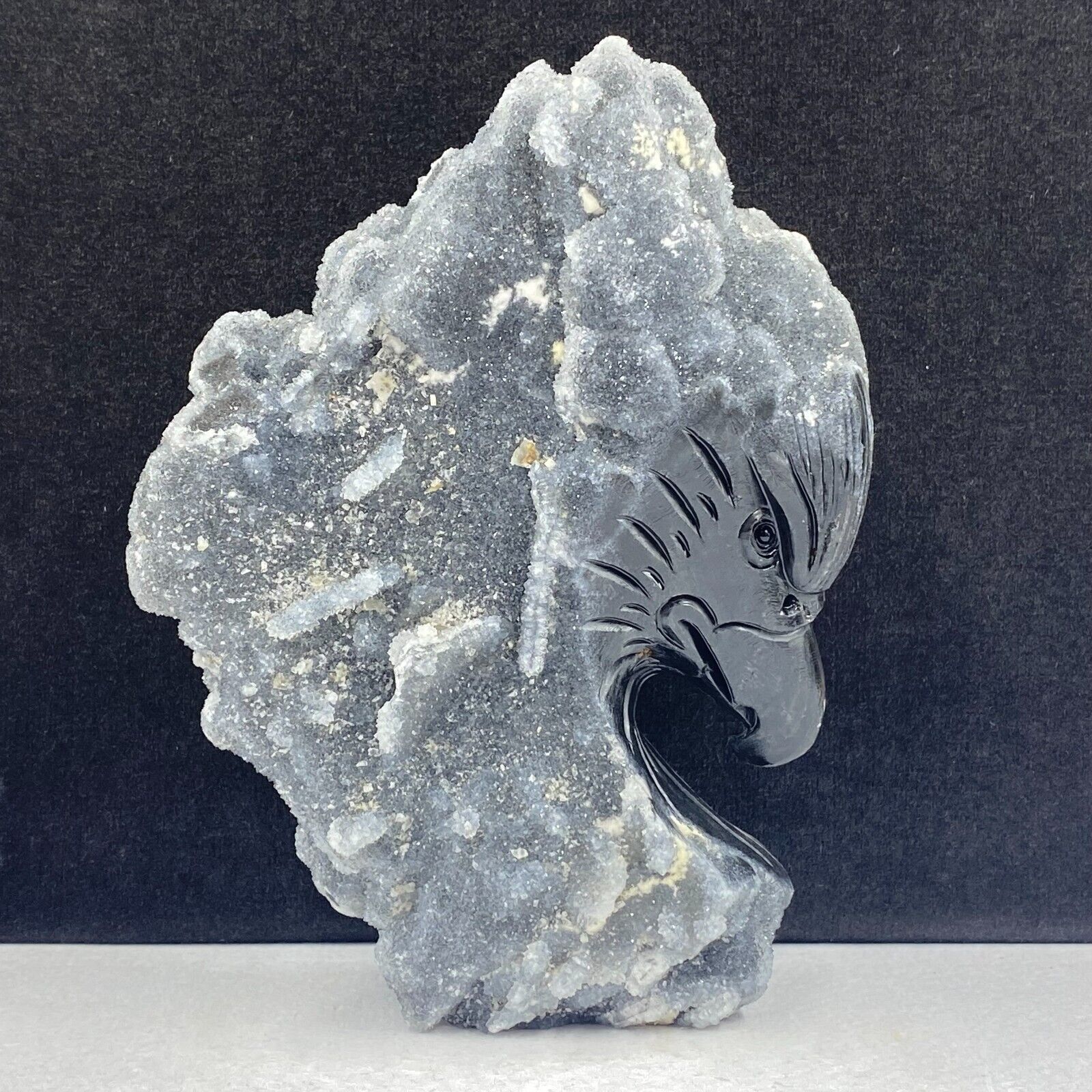 339g Natural crystal mineral specimen, sphalerite, hand-carved the eagle, gift