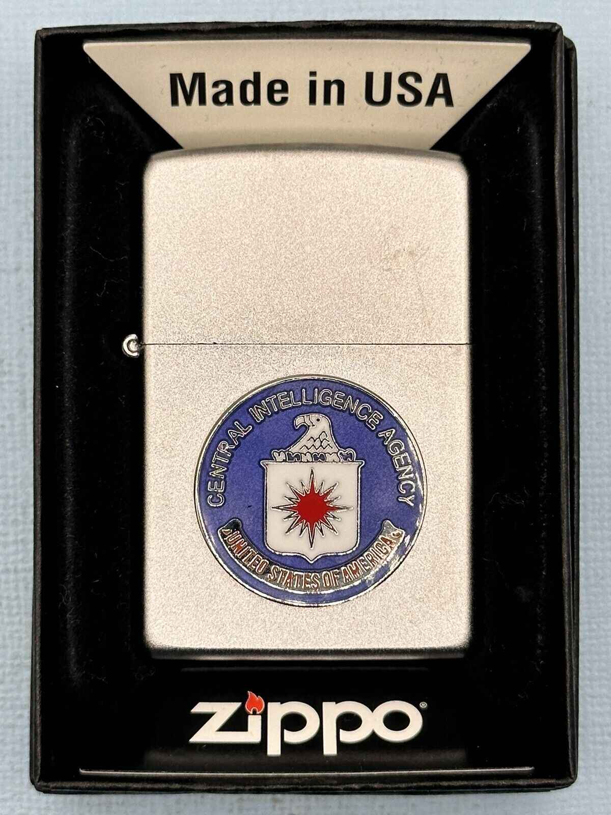 Vintage 2012 CIA Emblem Chrome Zippo Lighter NEW Central Intelligence Agency