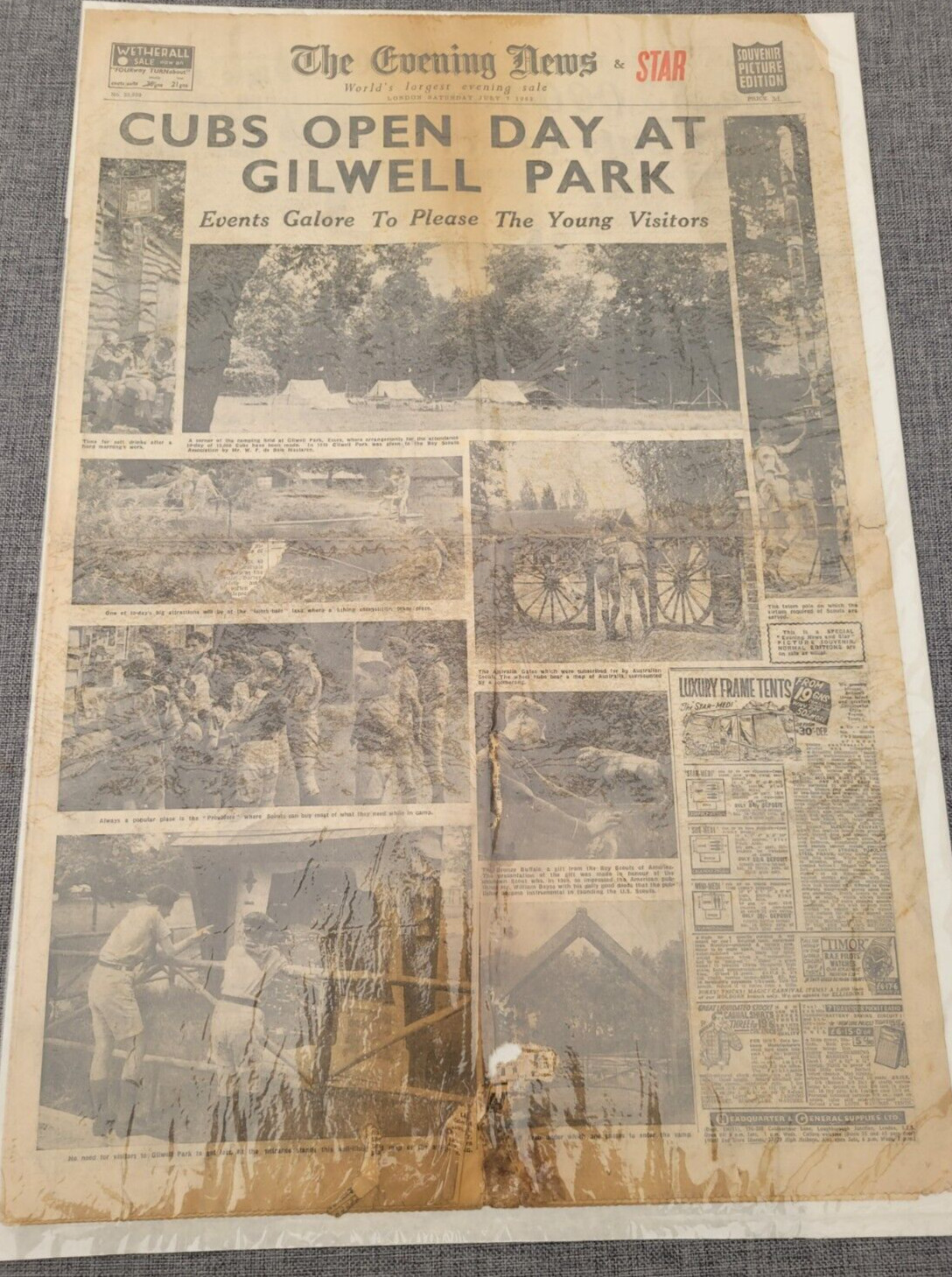 THE EVENING NEWS CUBS OPEN DAY GILWELL PARK7TH JULY 1962 NEWSPAPER