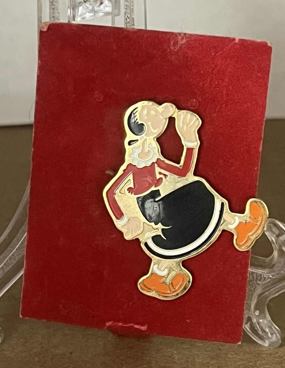Vintage Popeye Olive Oyl 1” Gold Lapel Pin Cartoon King Features