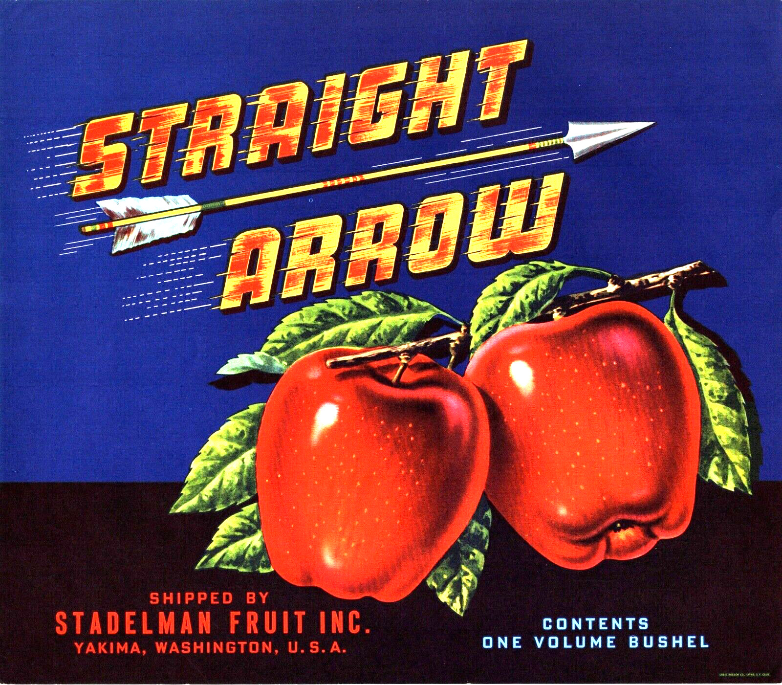 10 Vintage STRAIGHT ARROW Brand Apple Fruit Crate Labels Yakima, Washington