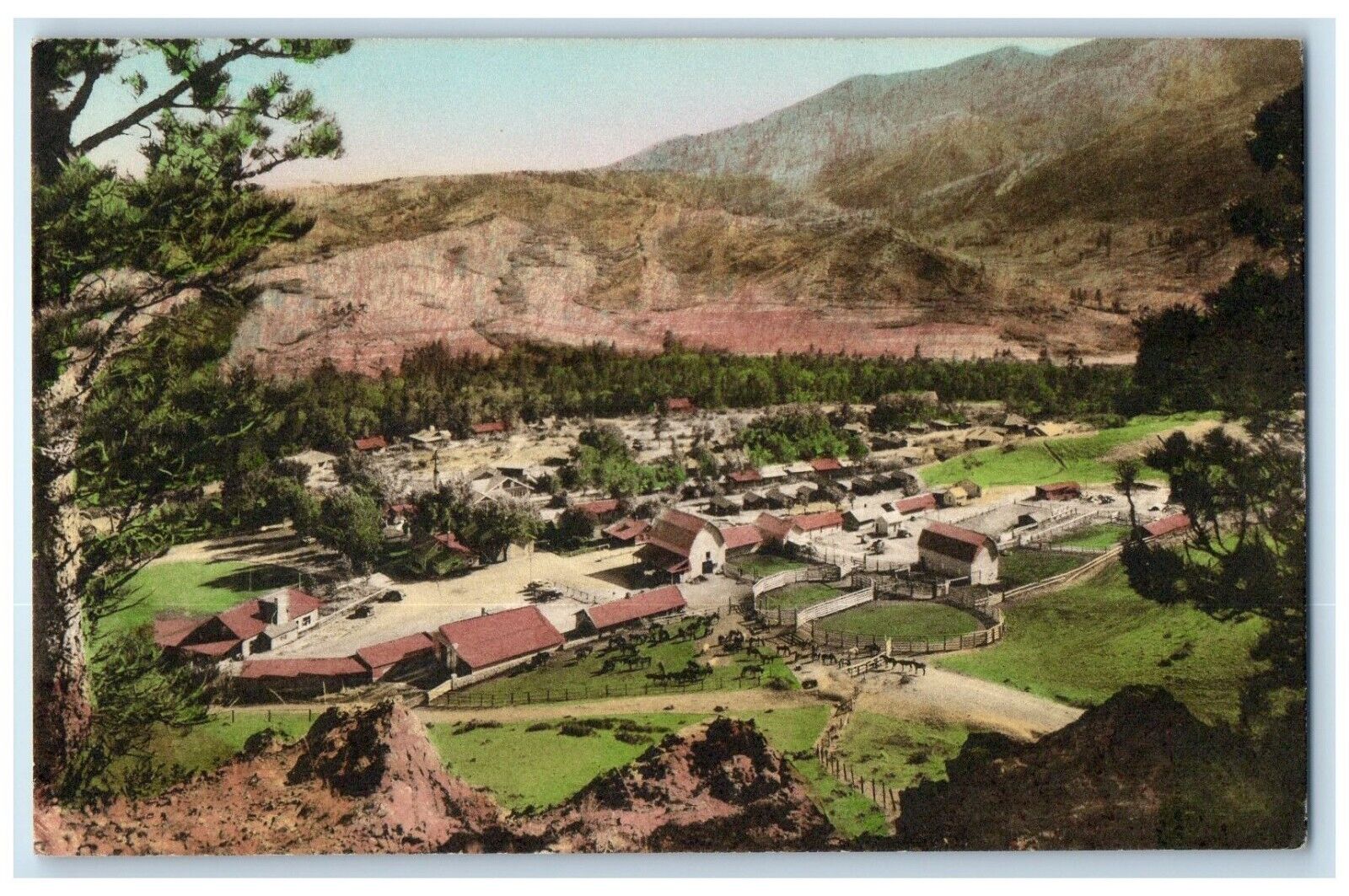 1946 Aerial View Eaton Bros. Dude Ranch Wolf Wyoming WY Vintage Antique Postcard