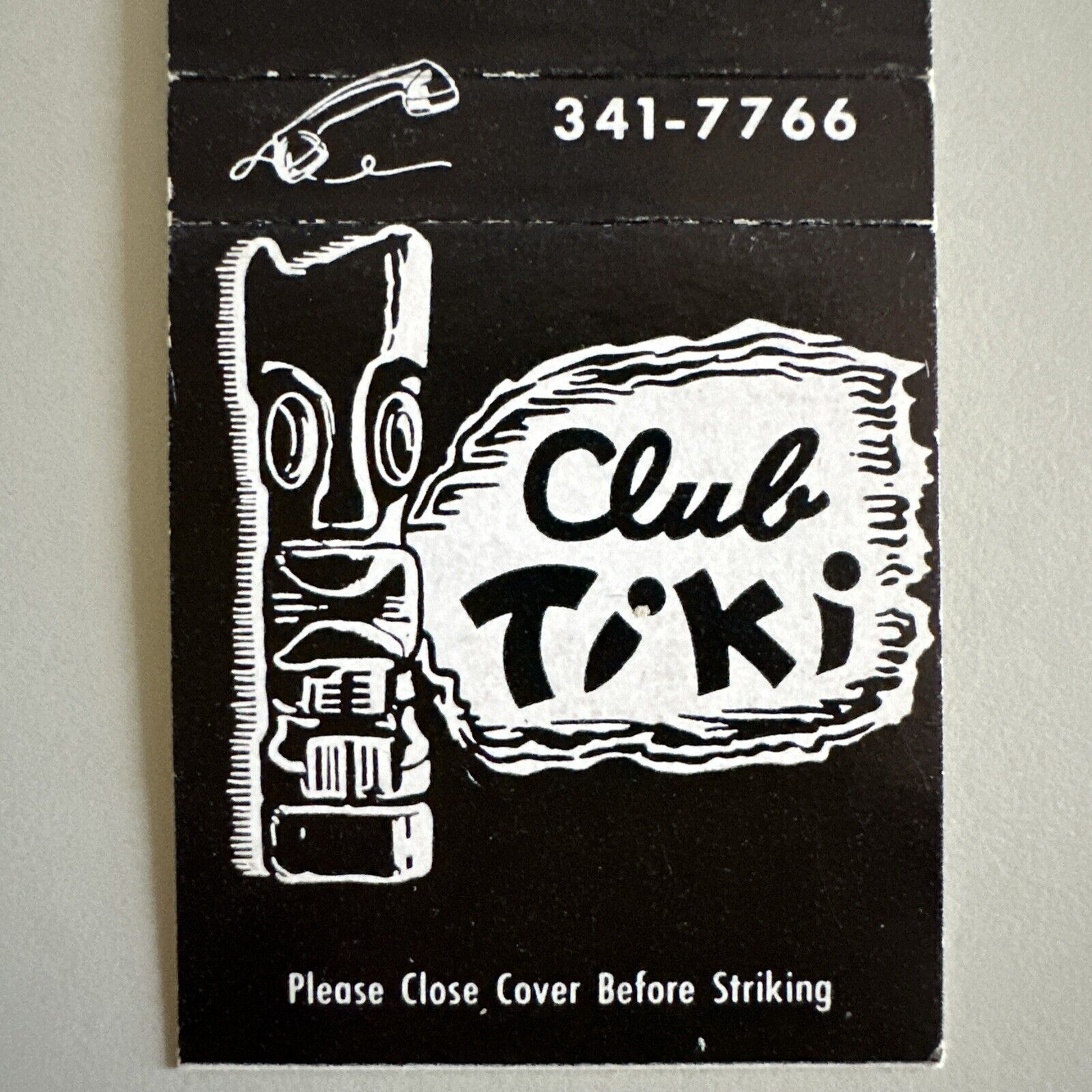 Vintage 1960s Club Tiki Canola Park CA Matchbook Cover Midcentury Tiki Bar