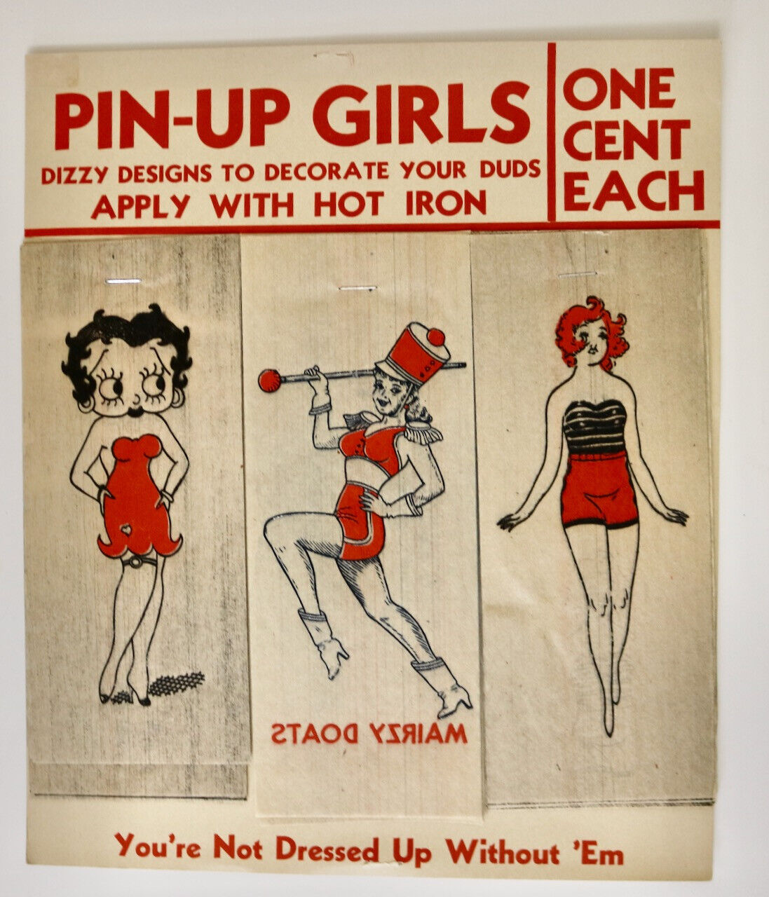 Pin-Up Girls vintage 1944 iron on transfers old new store stock 3 Betty Boop