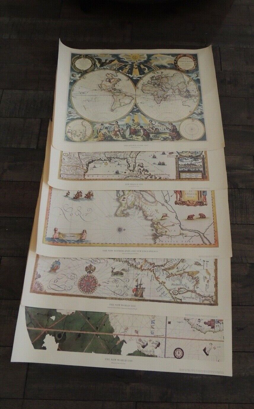  Reproduction Map American Heritage Lot Of 5 New World France Known Globe 