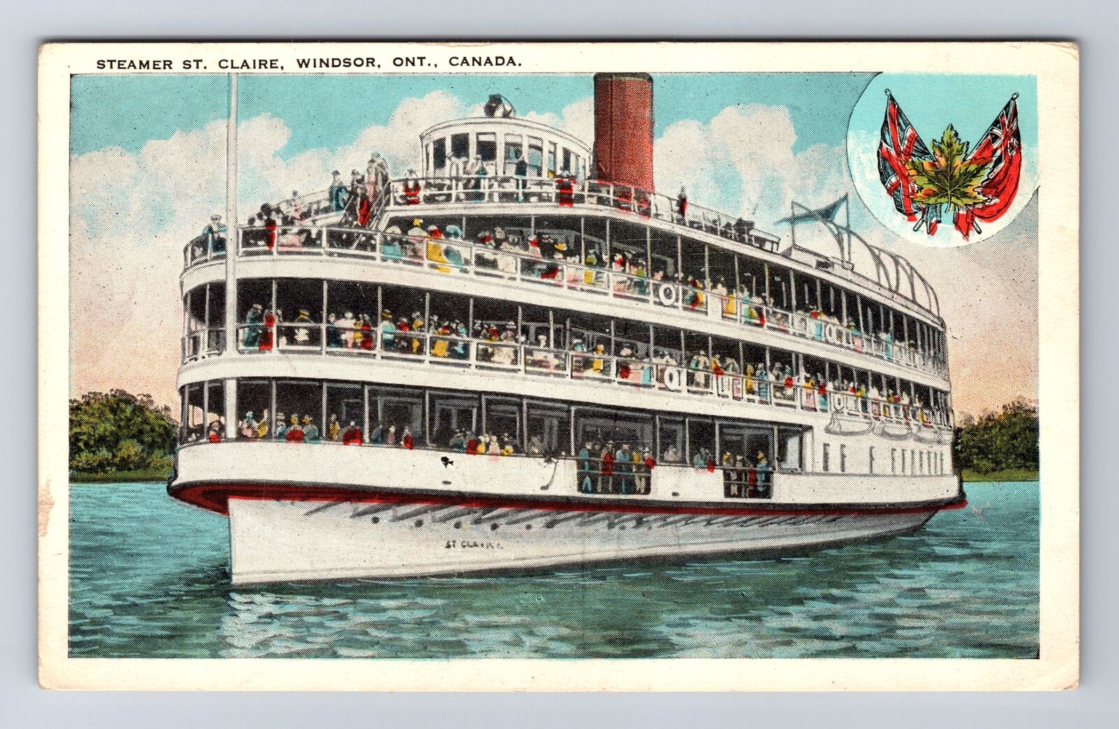 Windsor ON-Ontario Canada, Steamer St Claire, Vintage Postcard