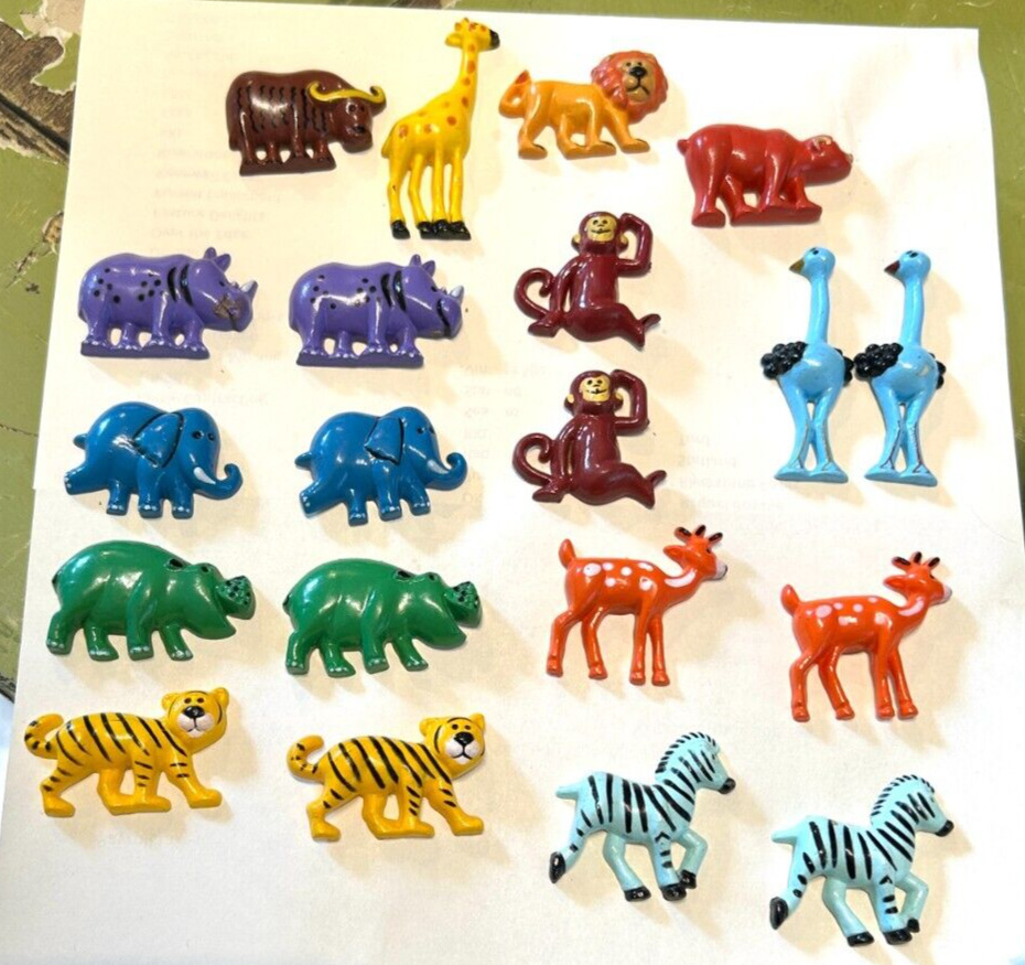Vintage J.S.N.Y. Miniature Zoo Animal Magnets One Complete Set One Partial