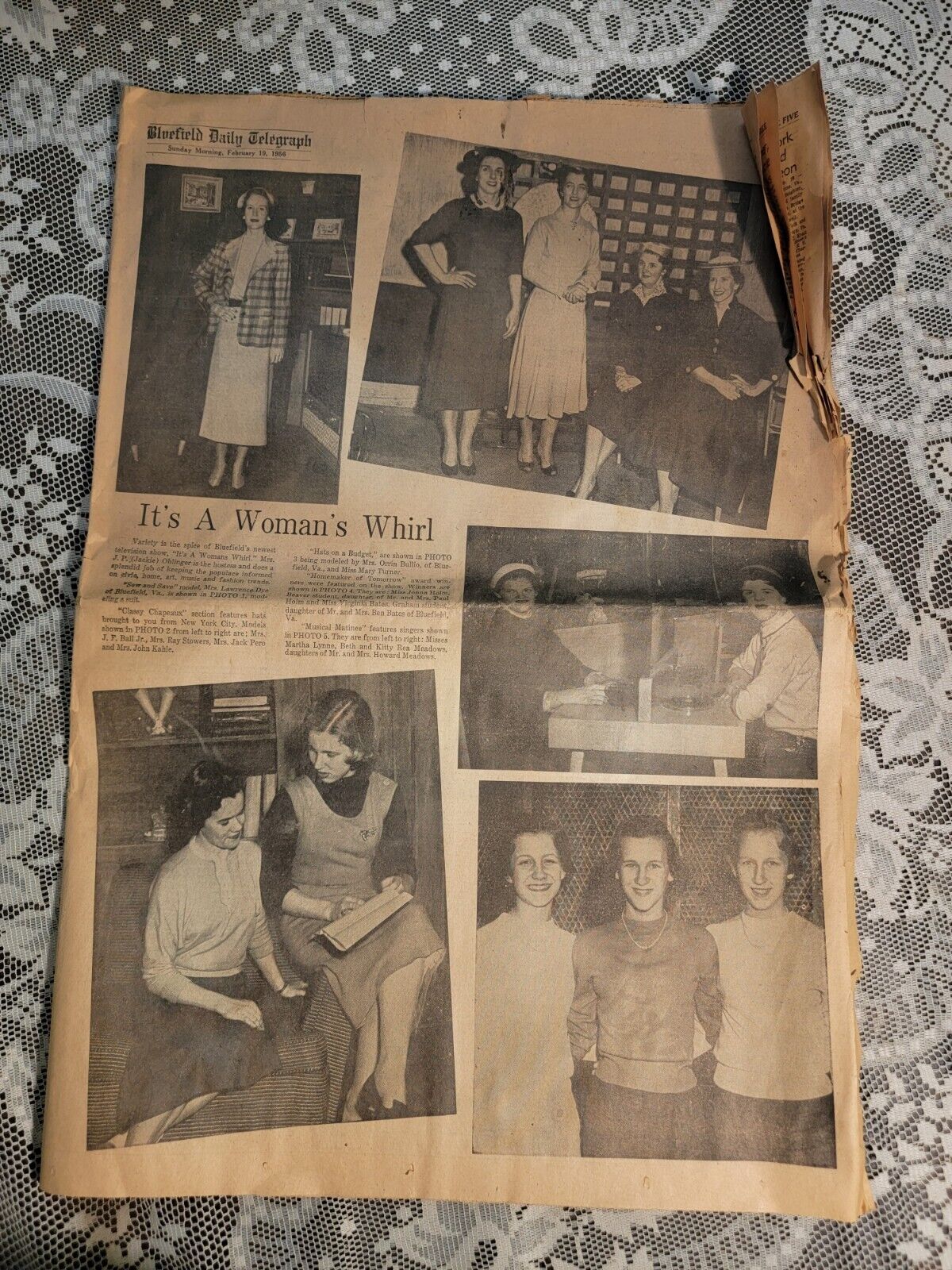 Bluefield Daily Newspaper Feb. 19, 1956 West Virginia WV \
