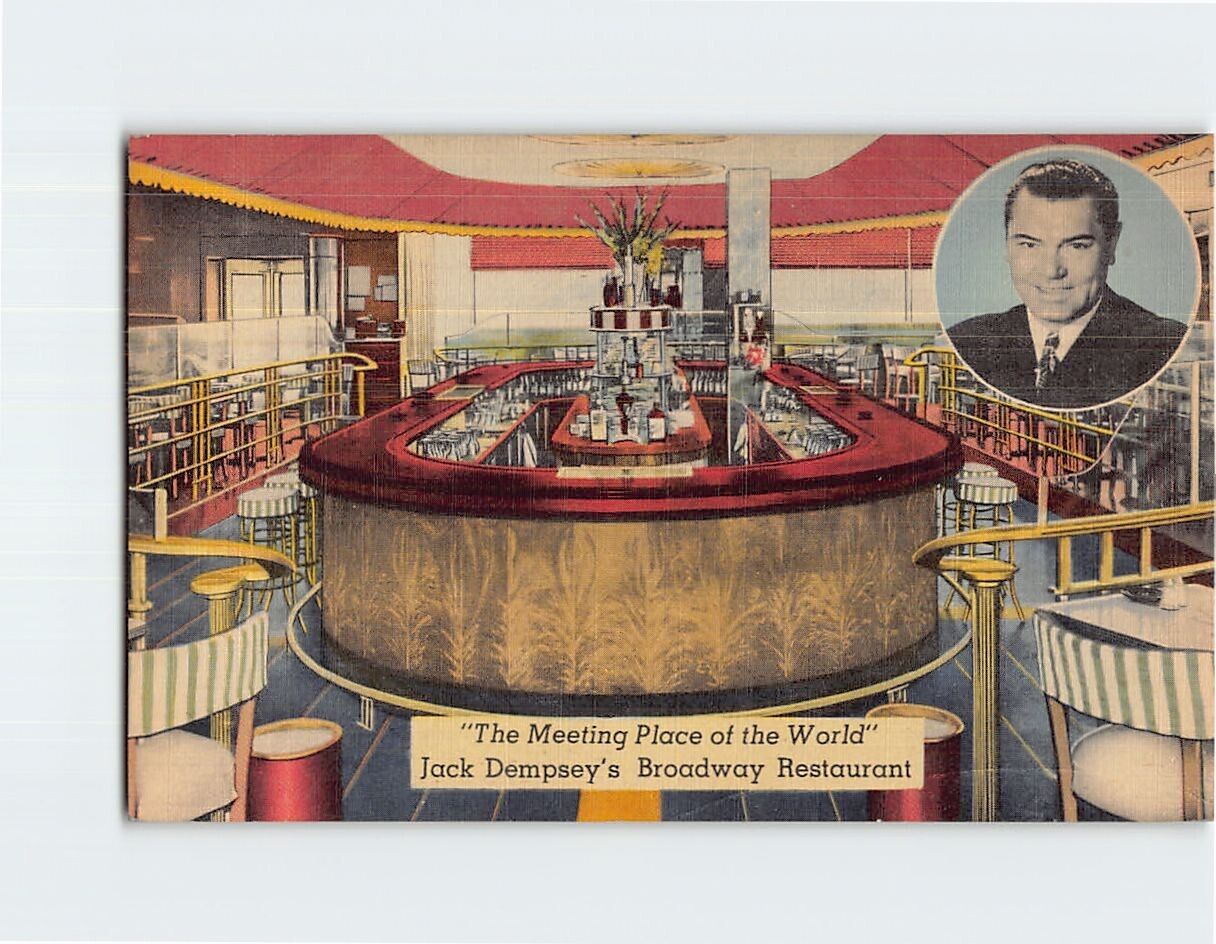 Postcard The Meeting Place of the World Jack Dempseys Broadway Restaurant NY USA