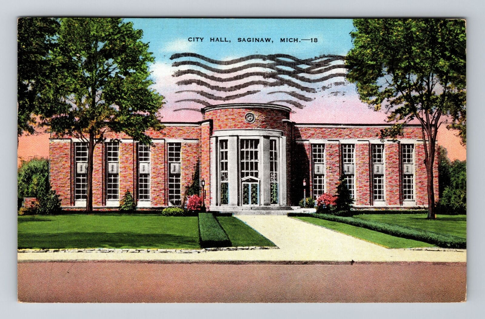 Saginaw MI-Michigan, City Hall, c1940 Antique Vintage Souvenir Postcard