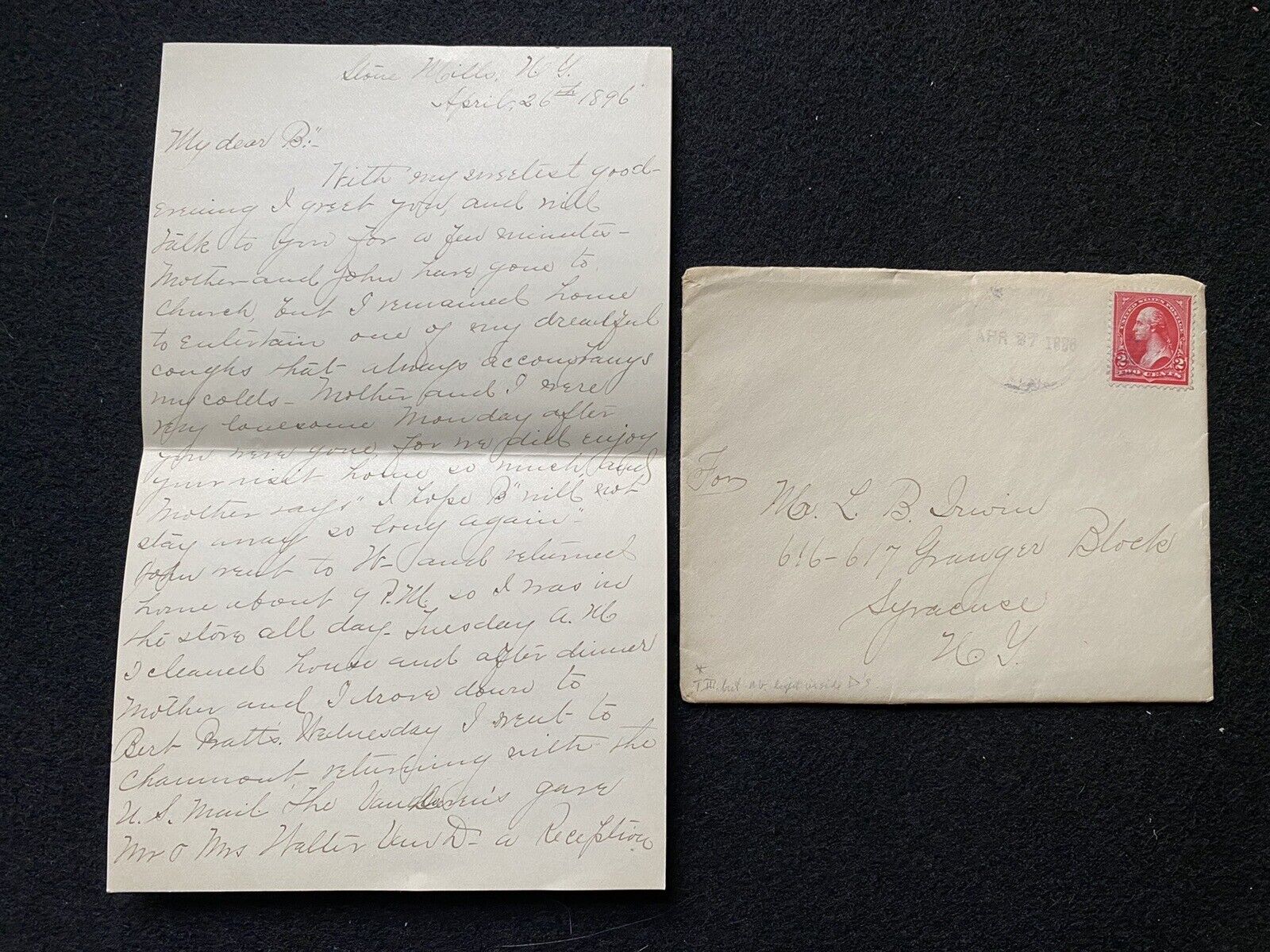 Stone Mills New York NY 1896 Letter Correspondence To Syracuse 5 Pages Jefferson