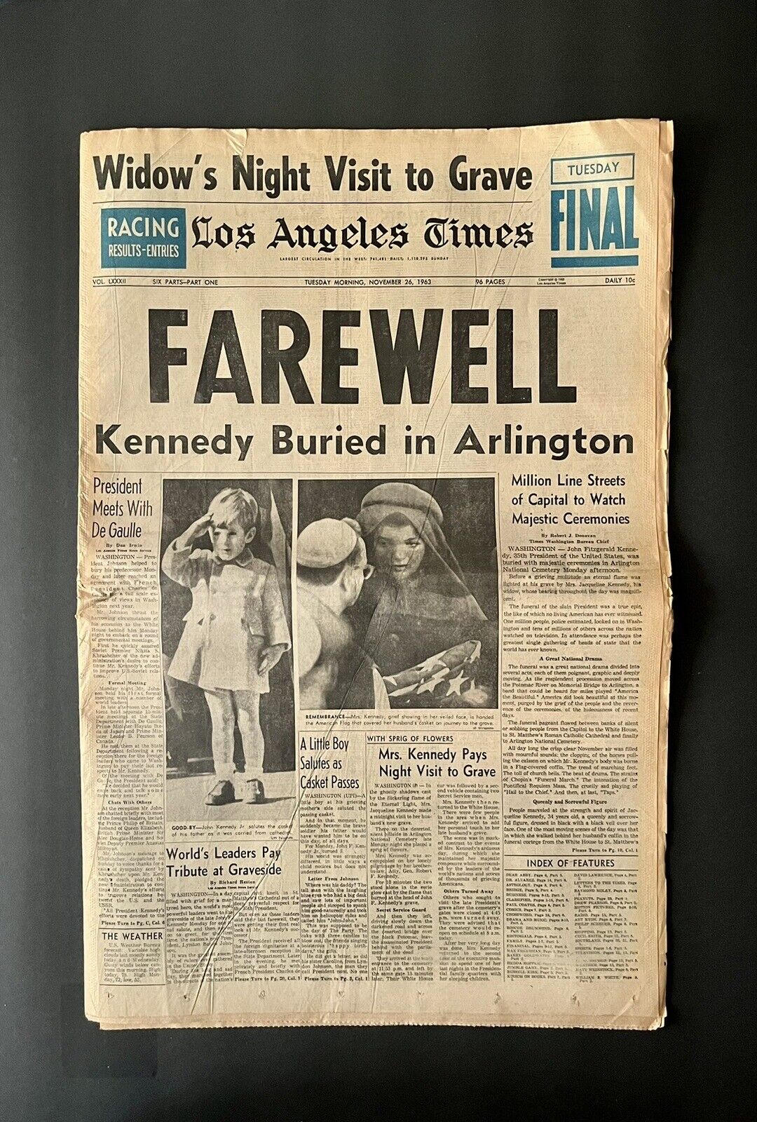 Los Angeles Times 1963 Farewell, Kennedy Buried in Arlington