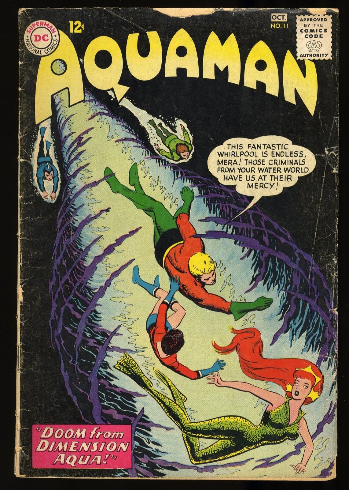 Aquaman #11 GD/VG 3.0 1st Appearance of Mera Nick Cardy Cover DC Comics 1963