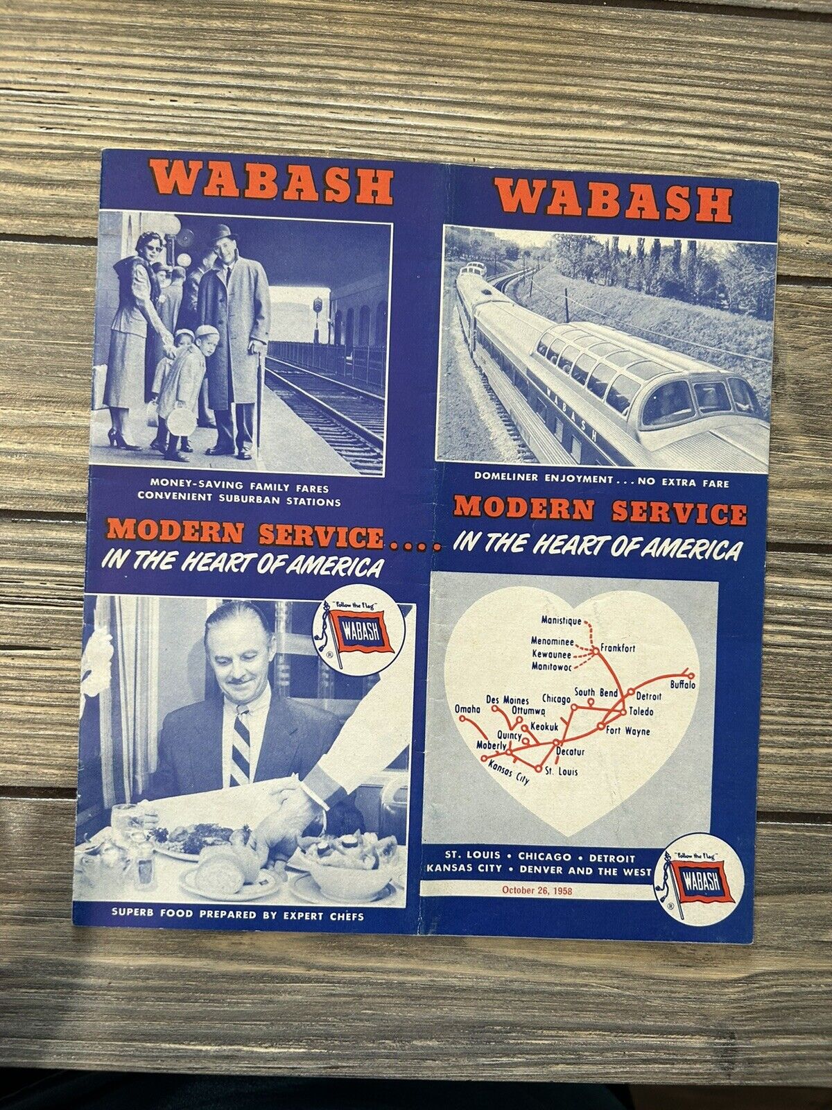 Vintage October 26 1958 Wabash Modern Service Schedules