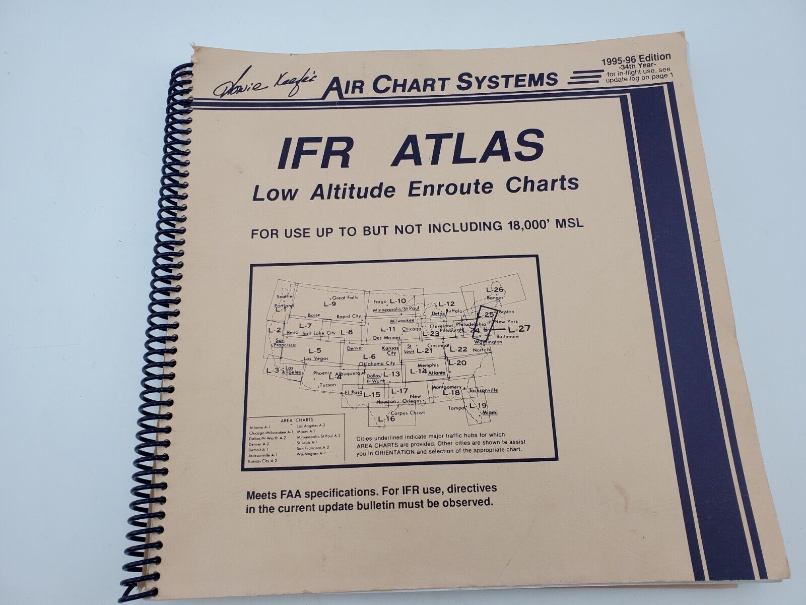 IFR Atlas Low Altitude Enroute Charts Air Chart Book 1995-96 Edition