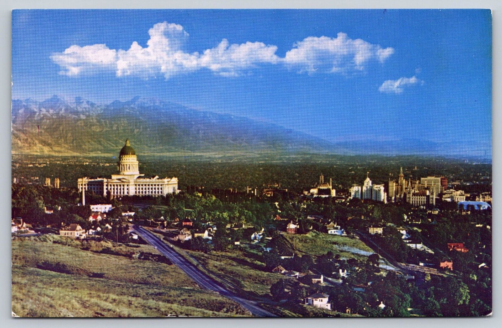 Postcard Capitol Wasatch Range Temple Sqaure Mormon LDS  Salt Lake City Utah
