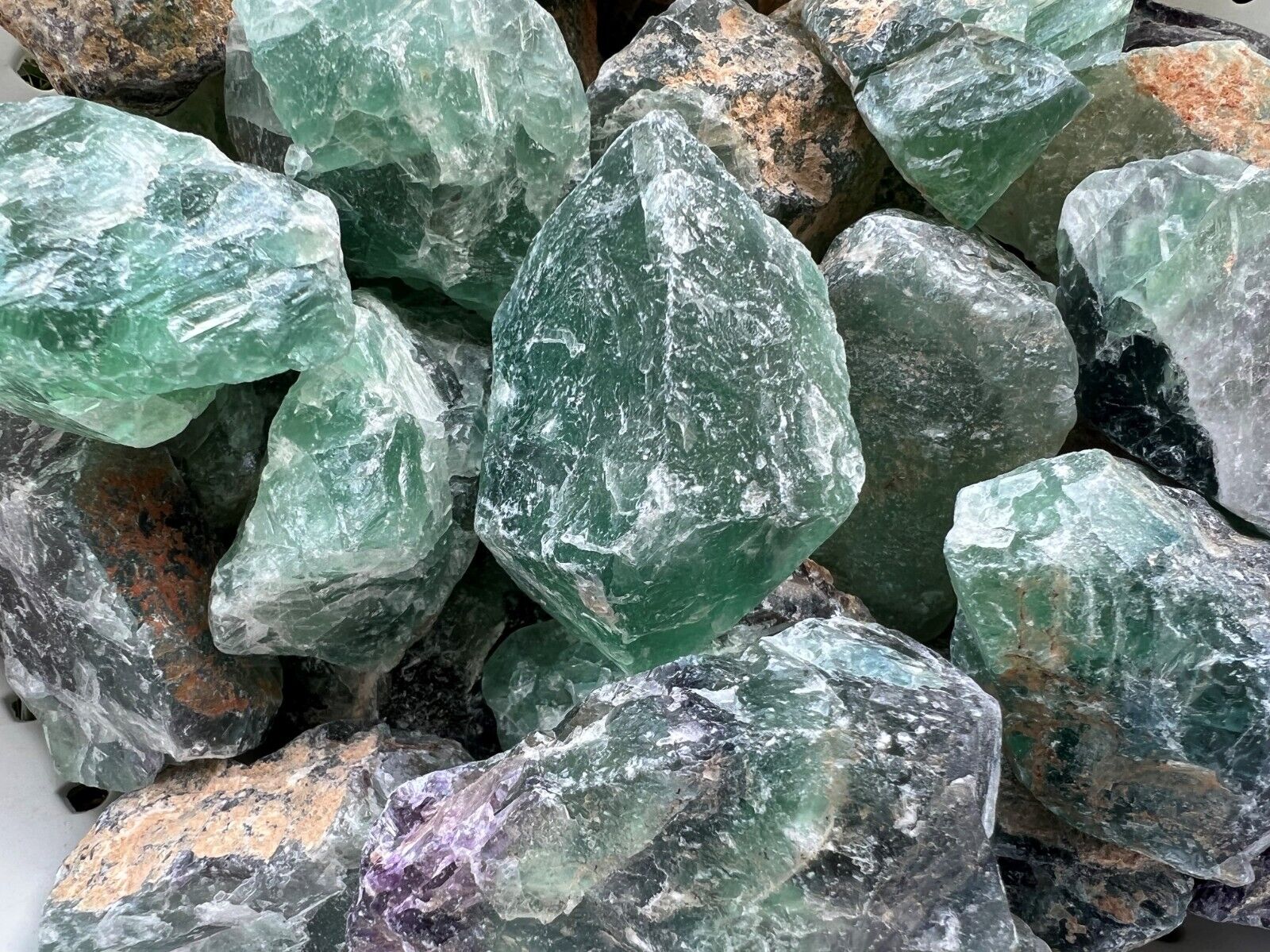 Rainbow Fluorite - Rough Rocks for Tumbling - Bulk Wholesale 1LB options