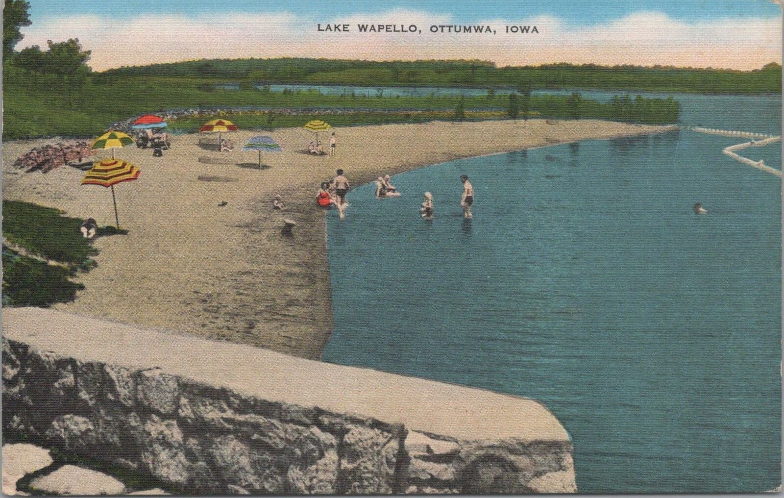 Postcard Lake Wapello Ottumwa Iowa IA 