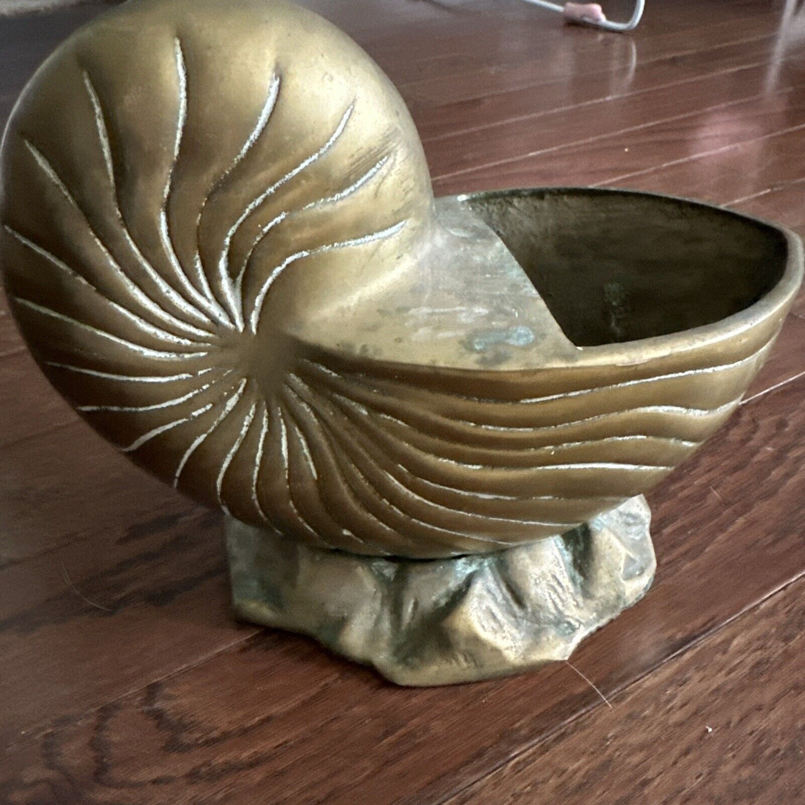 Large Vintage Mid Century Brass Nautilus Seashell Planter Nautical Decor MCM 