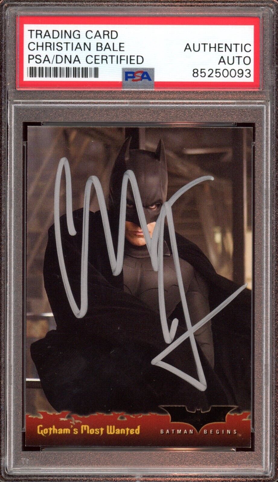 Christian Bale Signed 2005 Topps Batman Begins Rookie Card #47 Psa/Dna Auto RC
