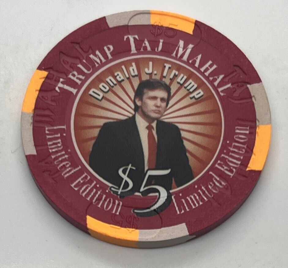 Trump Taj Mahal $5 Casino Chip Atlantic City New Jersey - Donald J Trump