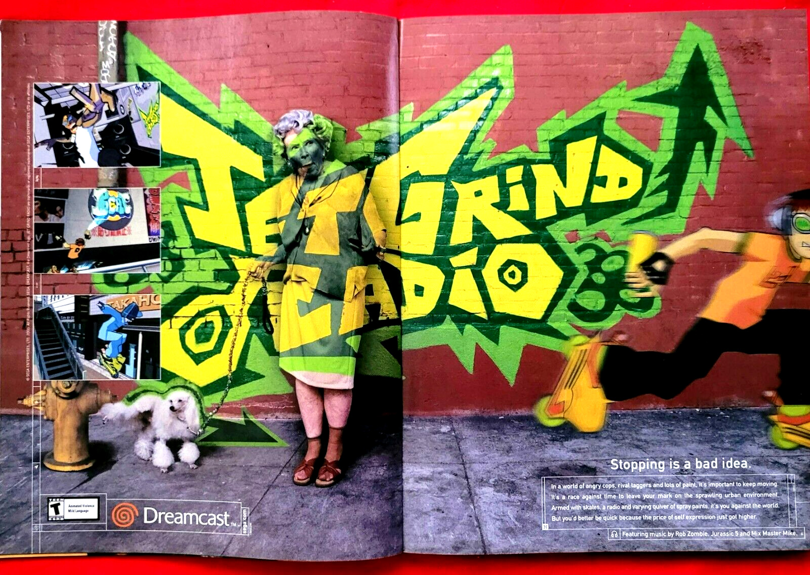 RARE 2001 JET GRIND RADIO Sega Dreamcast Video Game = 2pg Promo Print AD