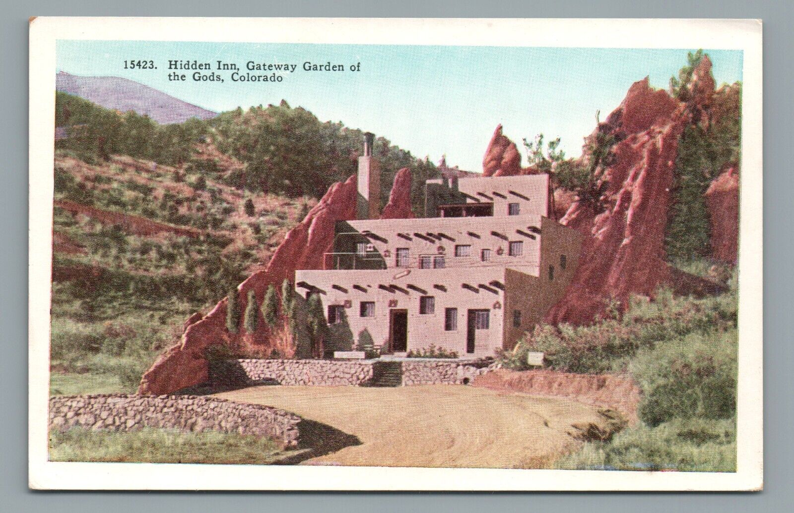 Hidden Inn Gateway Garden of the Gods Antique Colorado CO Vintage Postcard