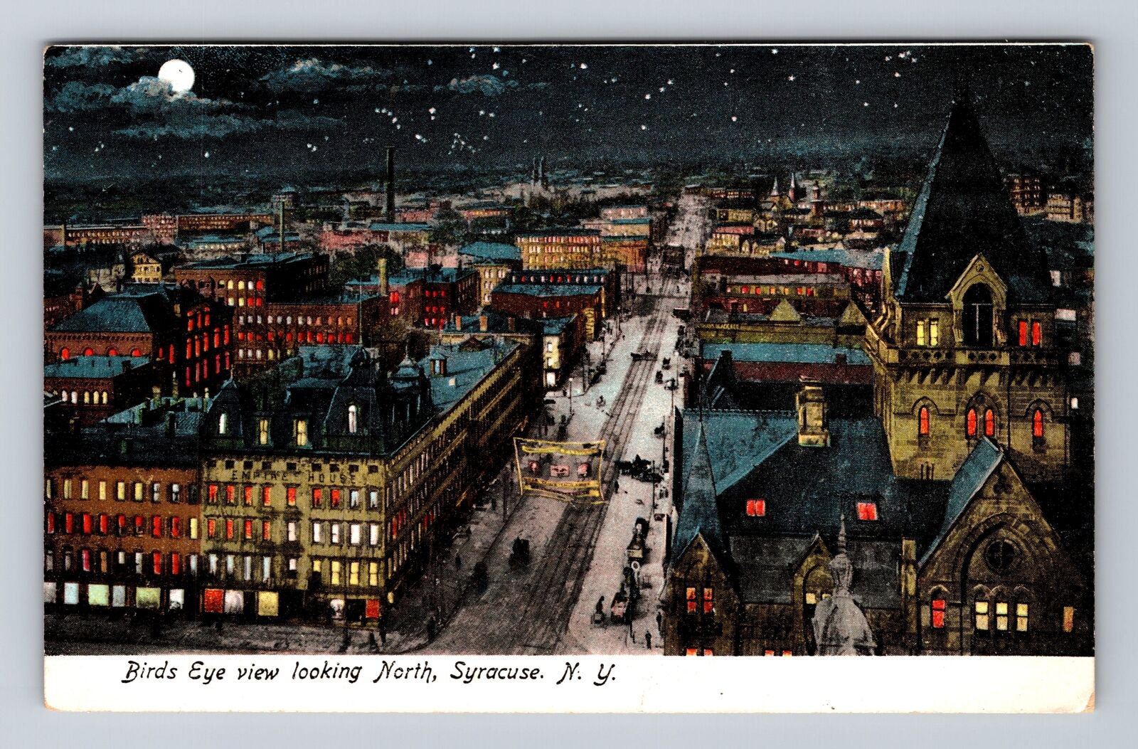 Syracuse NY-New York, Birds Eye View Looking North, Antique Vintage Postcard