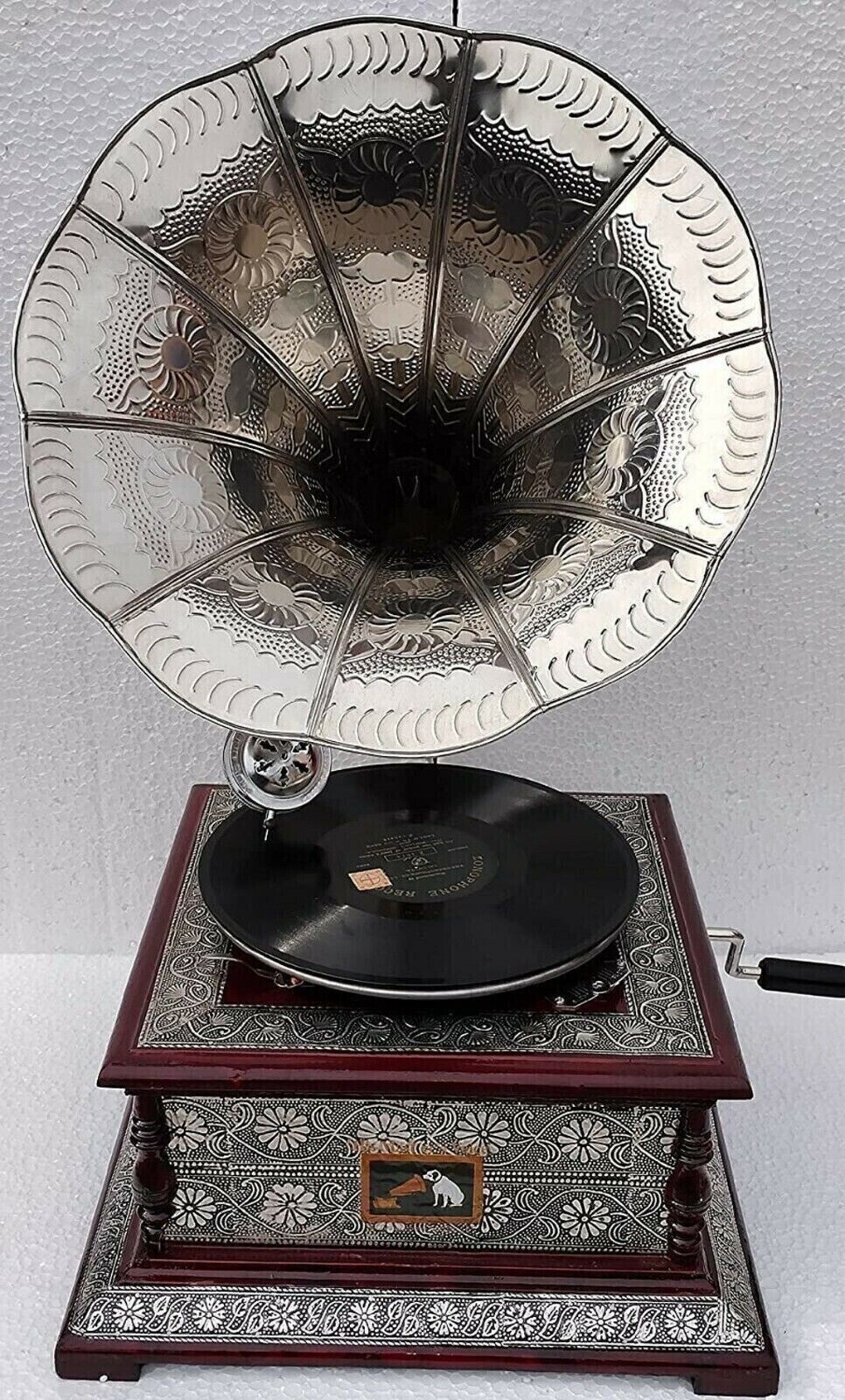 Antique look HMV Gramophone Fully Working ,Antique Design Phonograph win-up